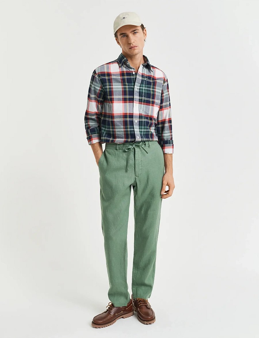 Gant - RELAXED LINEN DS PANTS - leinenhosen - kalamata green - 0