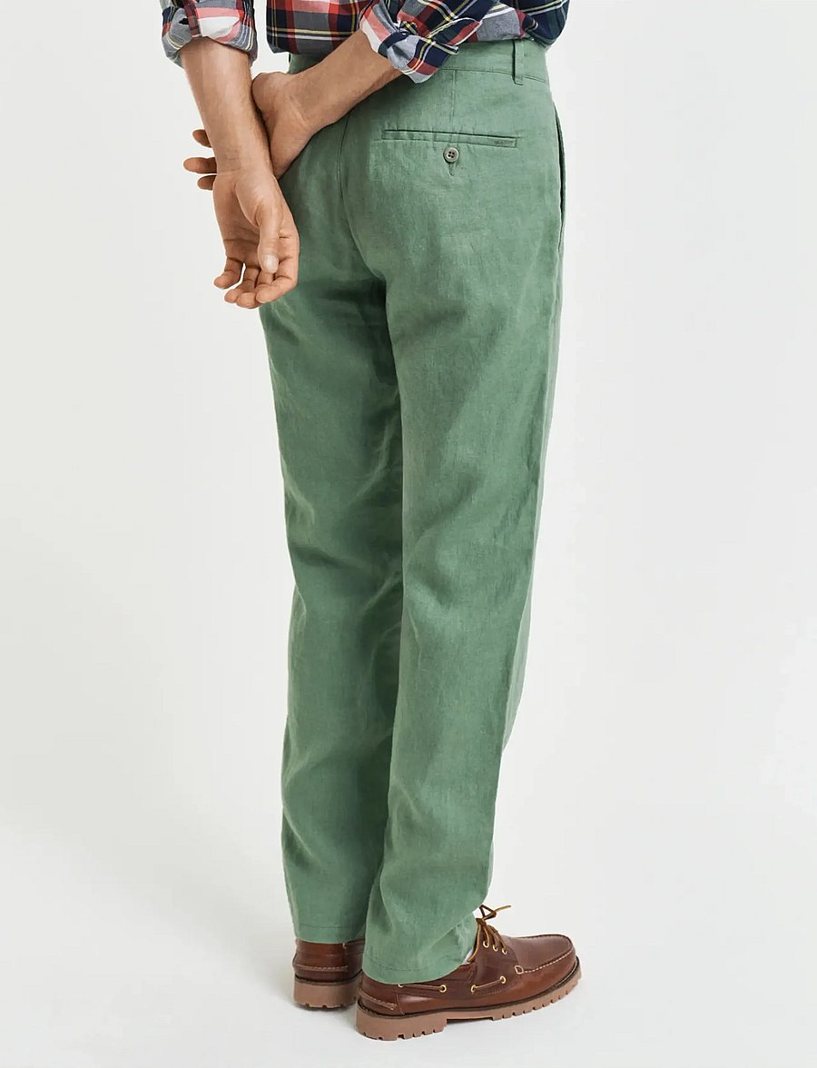 Gant - RELAXED LINEN DS PANTS - leinenhosen - kalamata green - 3