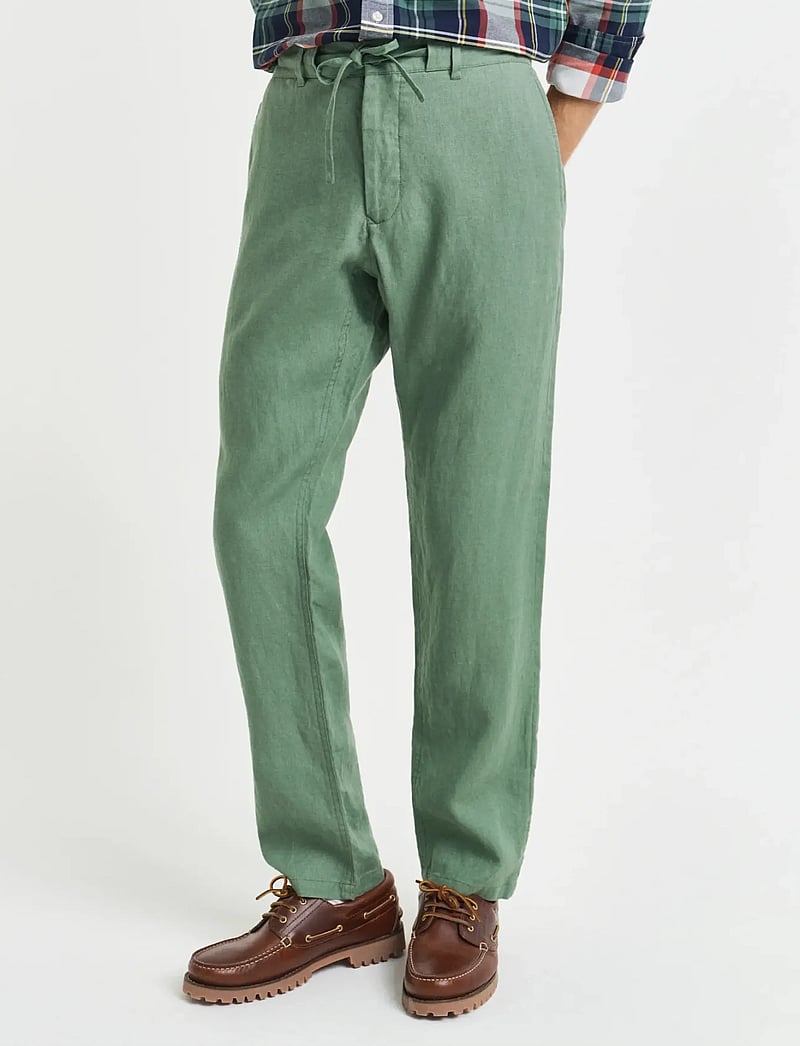 Gant - RELAXED LINEN DS PANTS - leinenhosen - kalamata green - 4