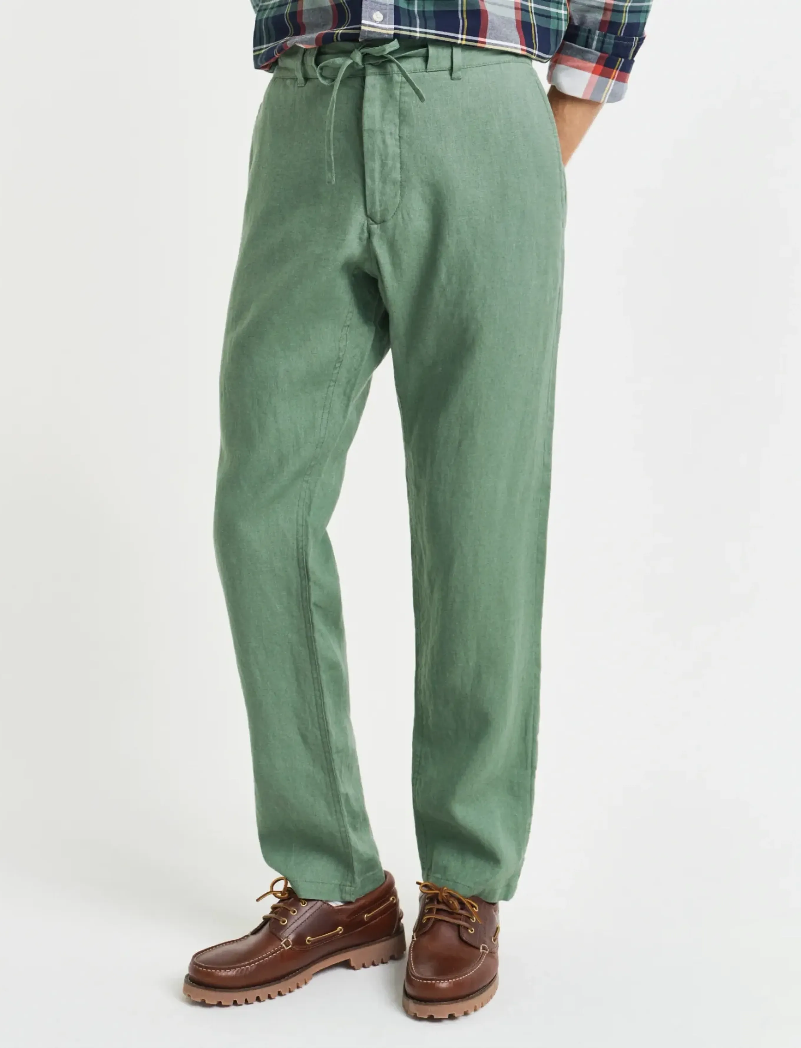 Gant - RELAXED LINEN DS PANTS - linased püksid - kalamata green - 4