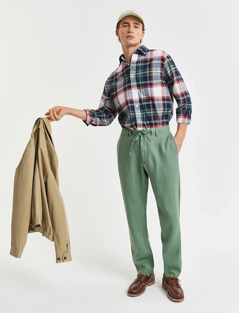 Gant - RELAXED LINEN DS PANTS - leinenhosen - kalamata green - 5
