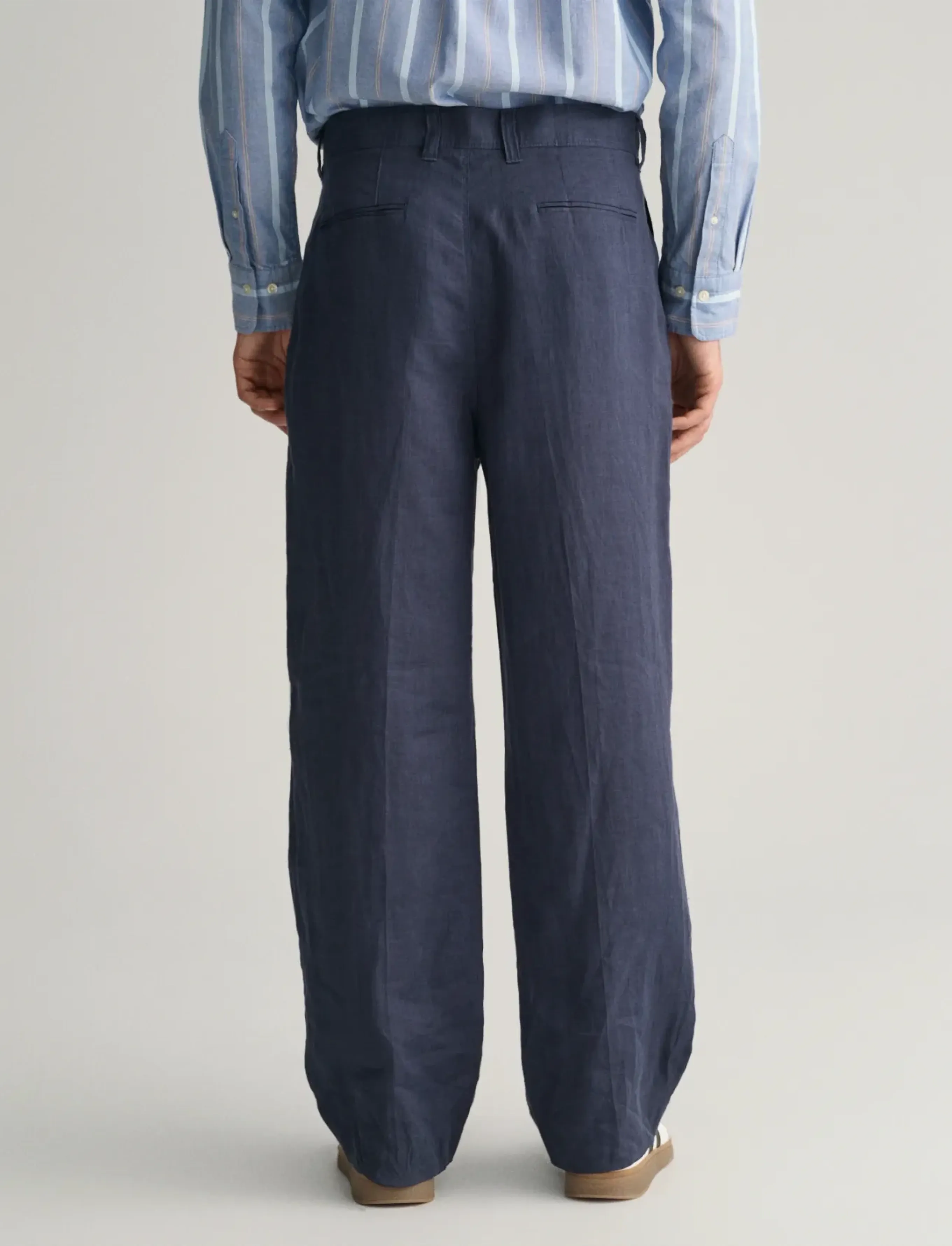 GANT - LINEN SUIT PANTS - dusty blue sea - 3