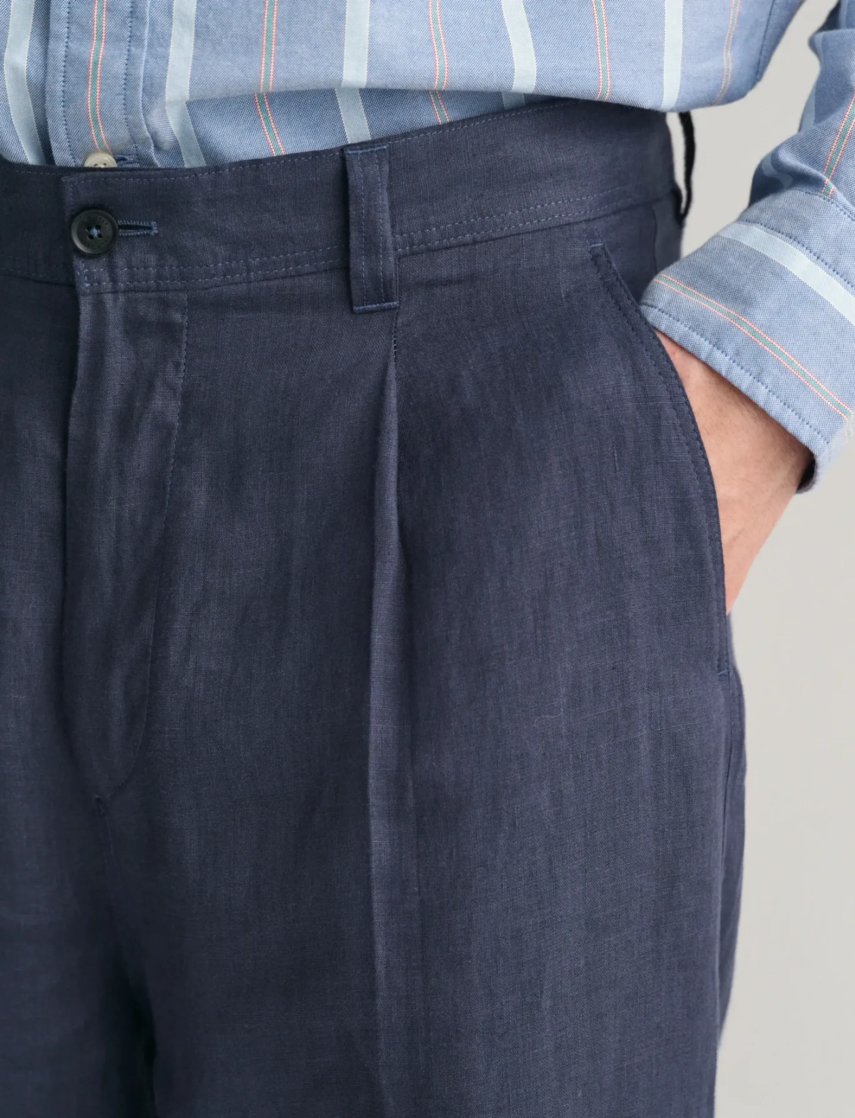GANT - LINEN SUIT PANTS - dusty blue sea - 4