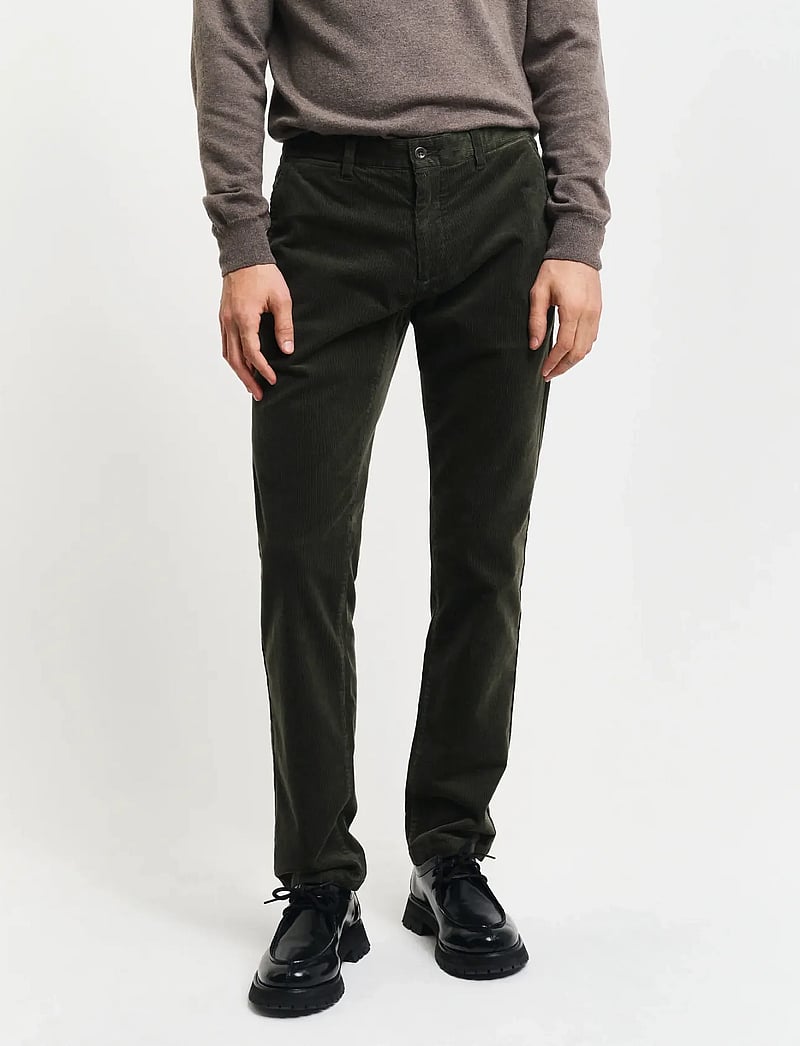 GANT - SLIM CORD CHINOS - chino püksid - dark sage - 3