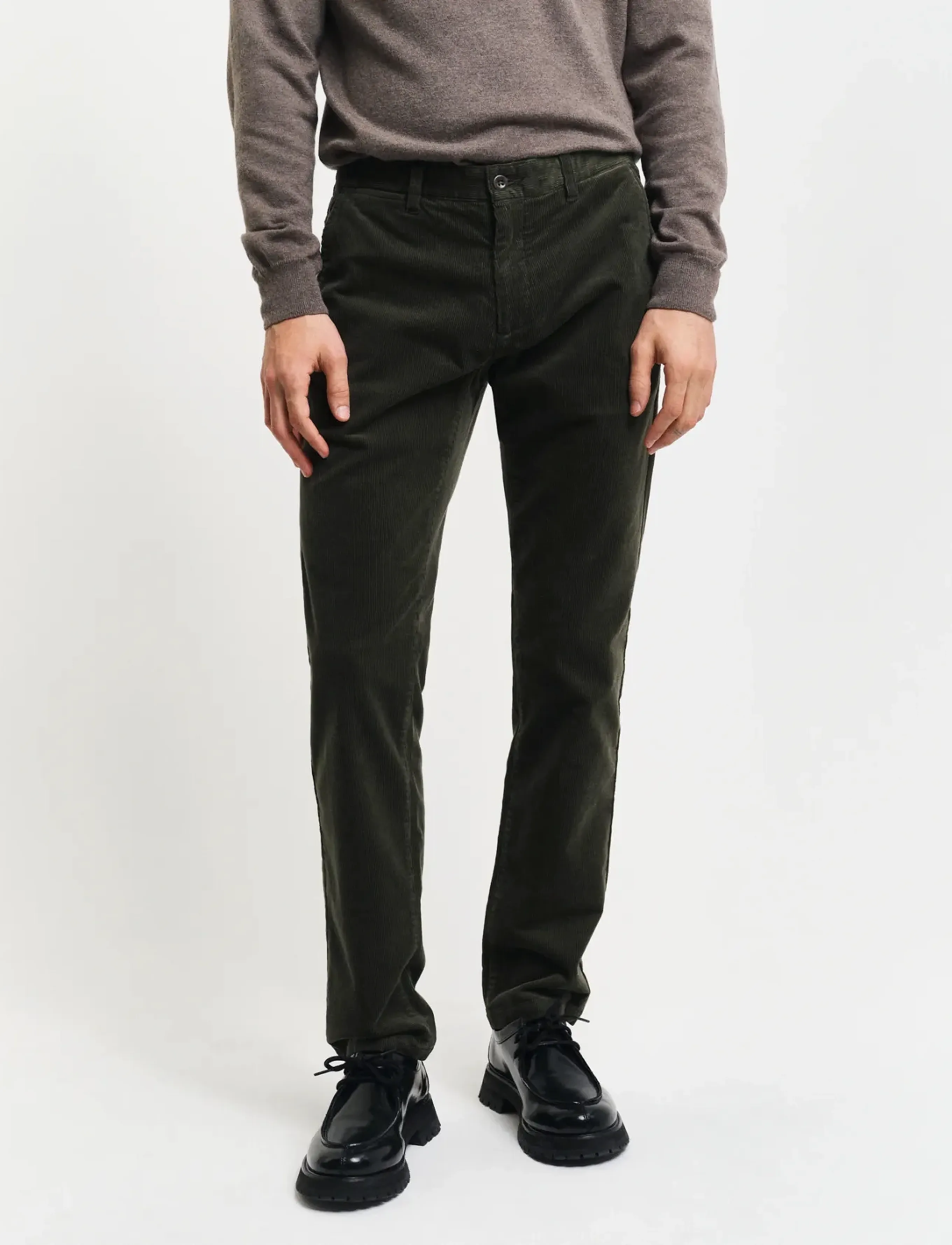 Gant - SLIM CORD CHINOS - chinos - dark sage - 3
