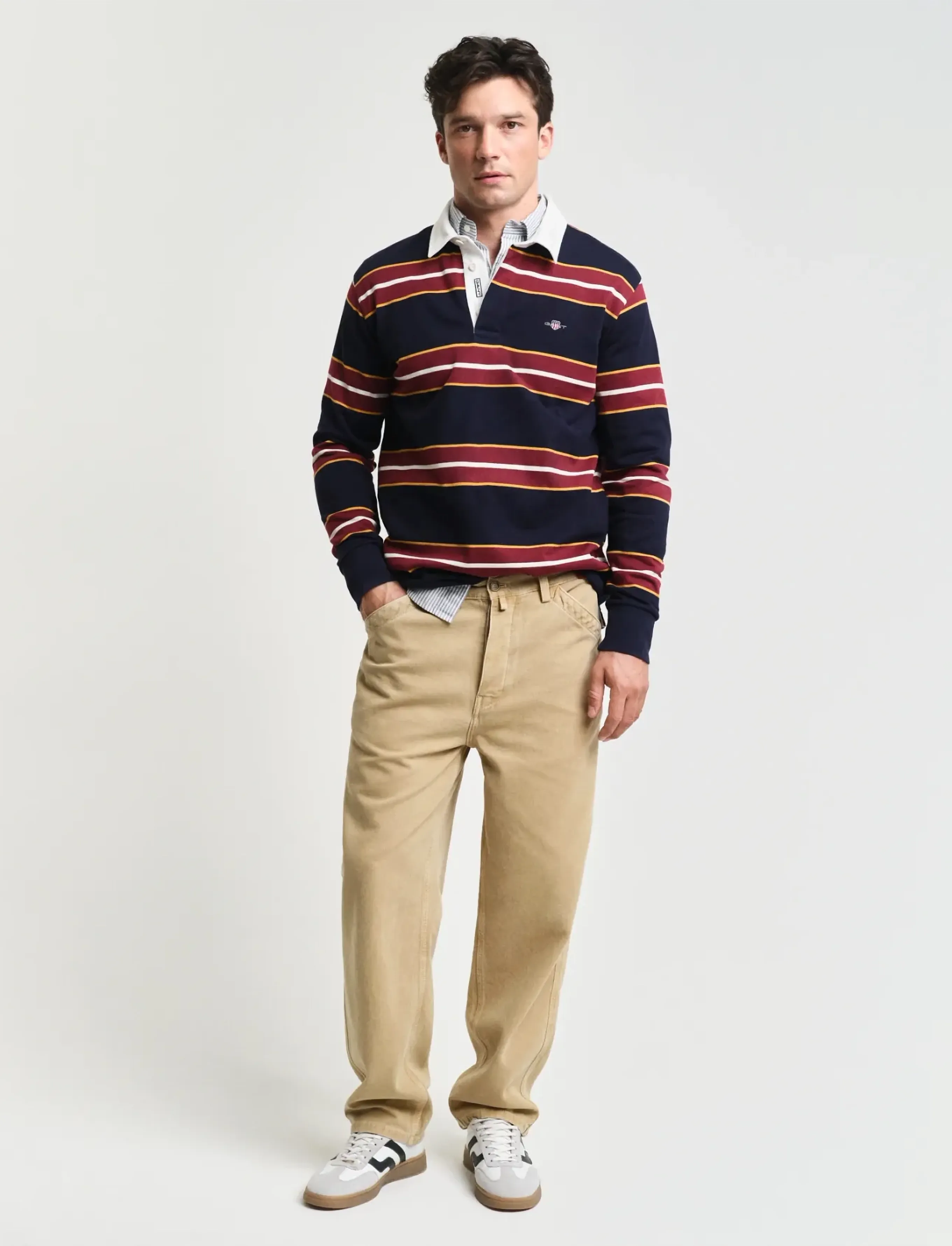 Gant Relaxed Canvas Pants, Mænd, Afslappede Canvas Utility Bukser, Beige, Str: 30 x 34