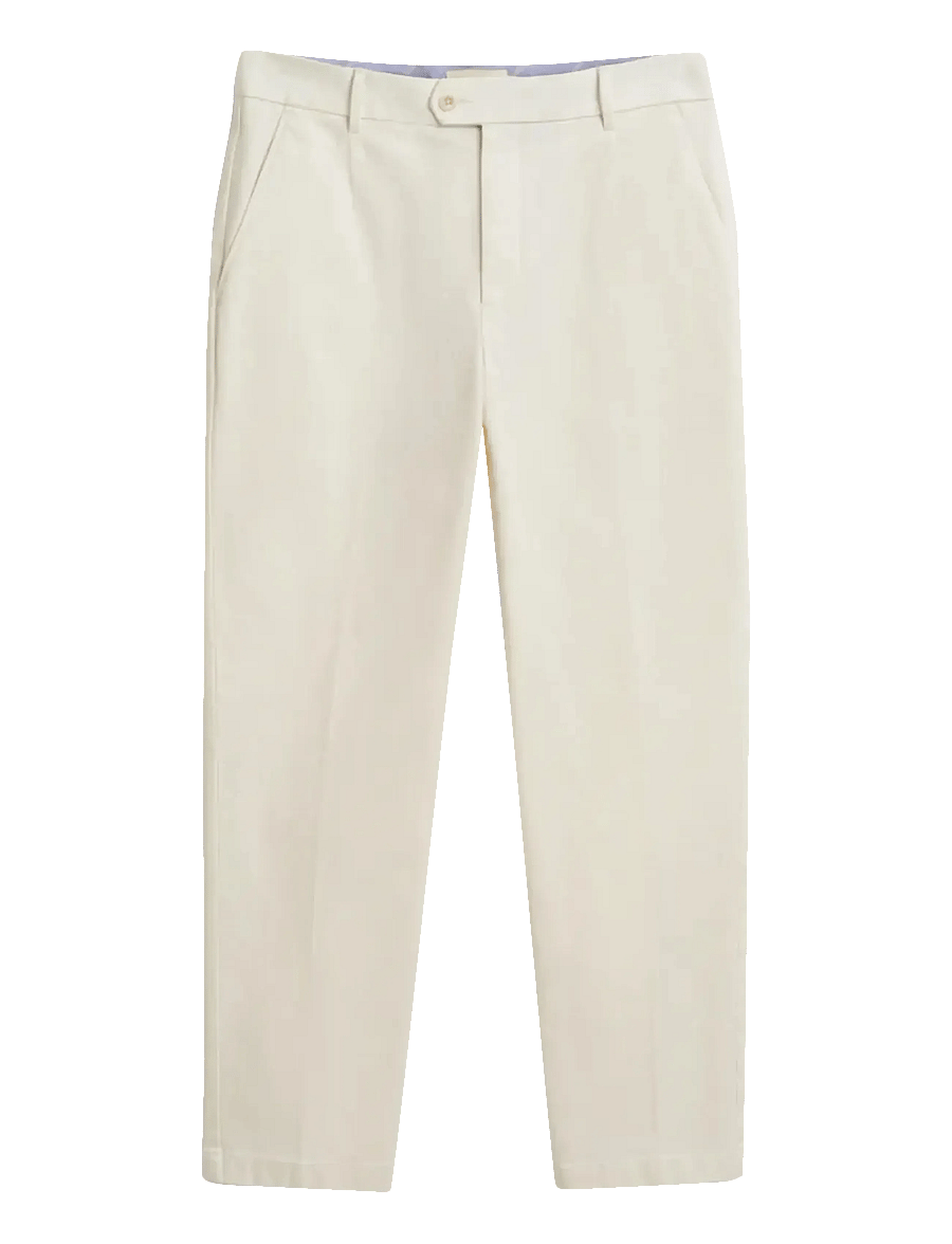 Gant - SLIM TAPERED COTTON TWILL PANTS - kostymbyxor - eggshell - 1