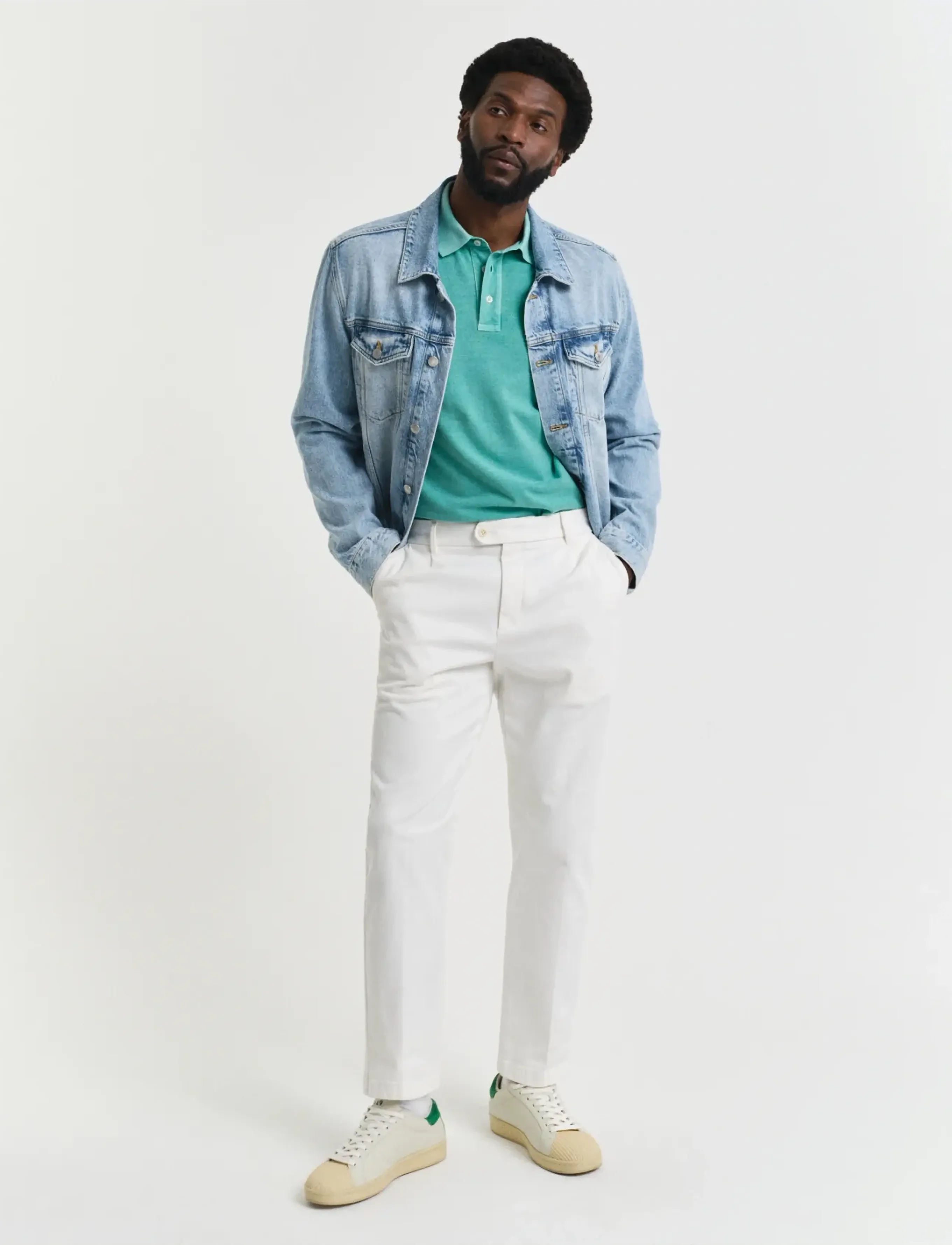 GANT SLIM TAPERED COTTON TWILL PANTS - Hosen - EGGSHELL / cream