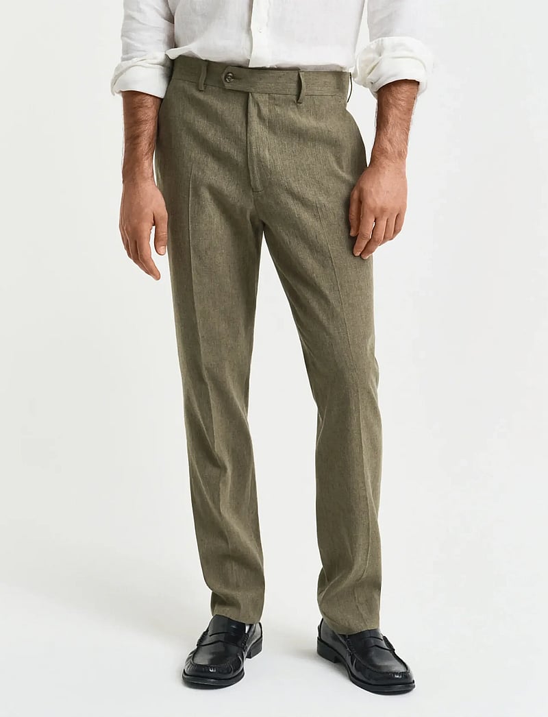 GANT - SLIM COT/LINEN SUIT PANTS - linen trousers - dried clay - 0