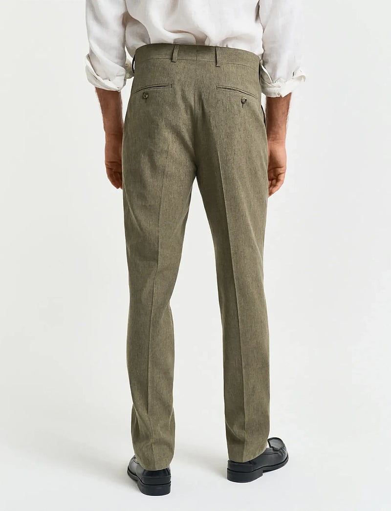 GANT - SLIM COT/LINEN SUIT PANTS - linen trousers - dried clay - 3