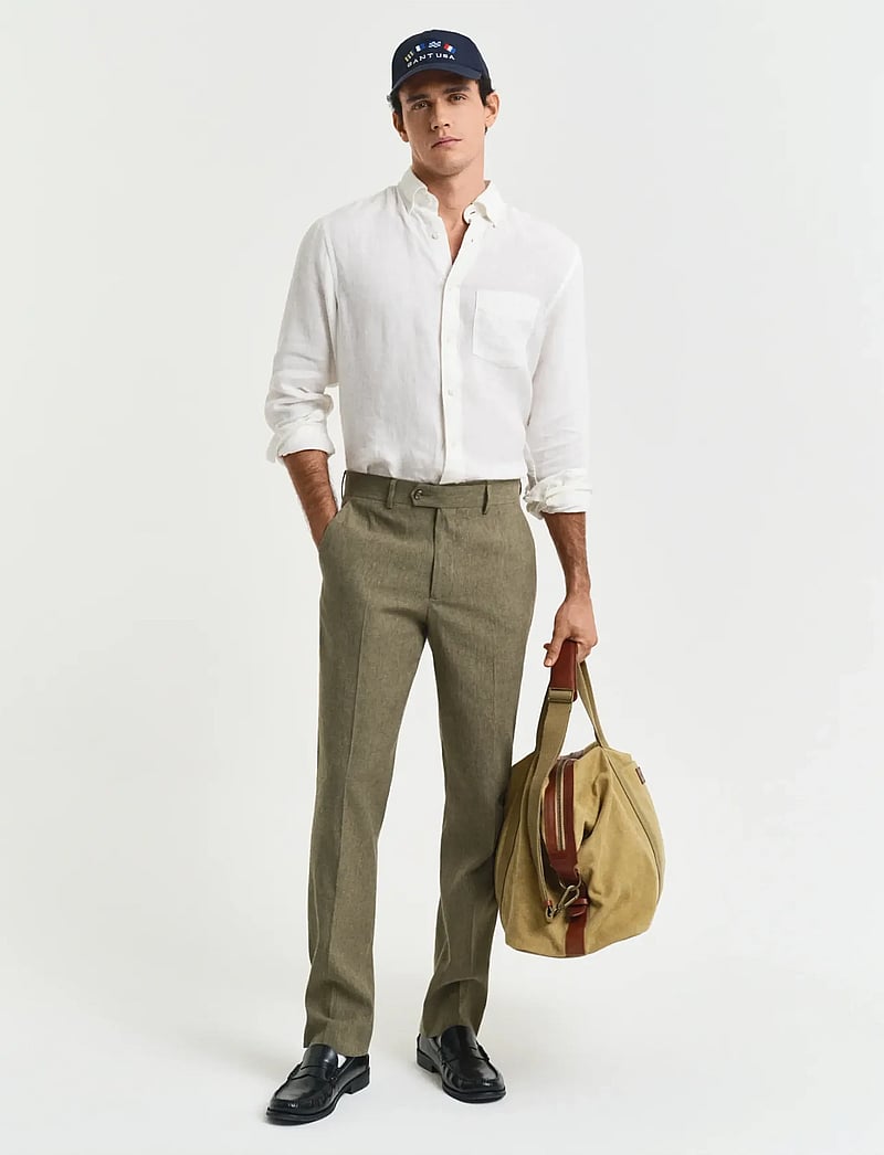 GANT - SLIM COT/LINEN SUIT PANTS - linen trousers - dried clay - 4