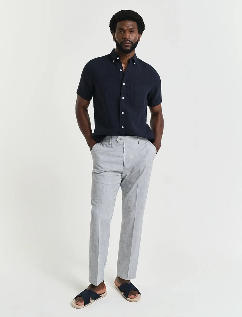 GANT - SLIM TAPERED SEERSUCKER SUIT PANTS - anzugshosen - rich blue - 0