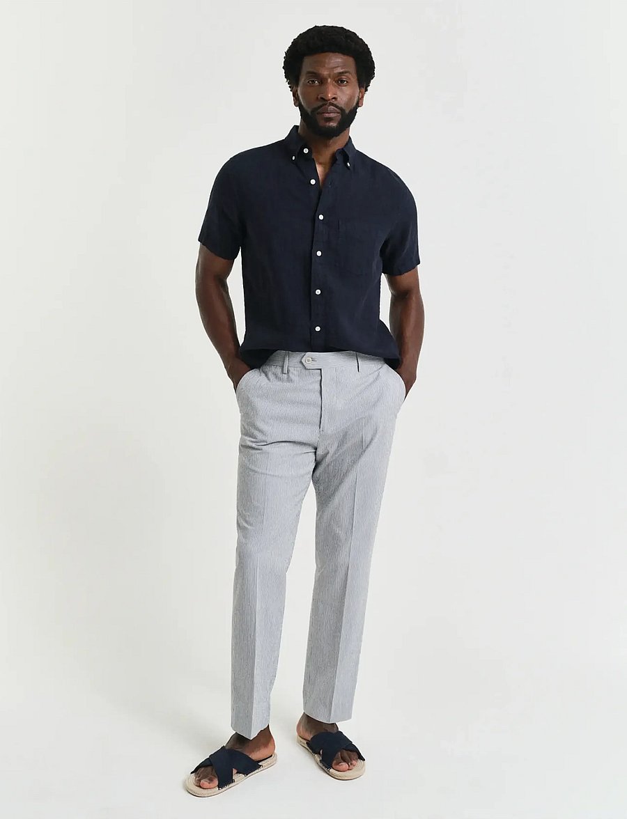 Gant - SLIM TAPERED SEERSUCKER SUIT PANTS - anzugshosen - rich blue - 0