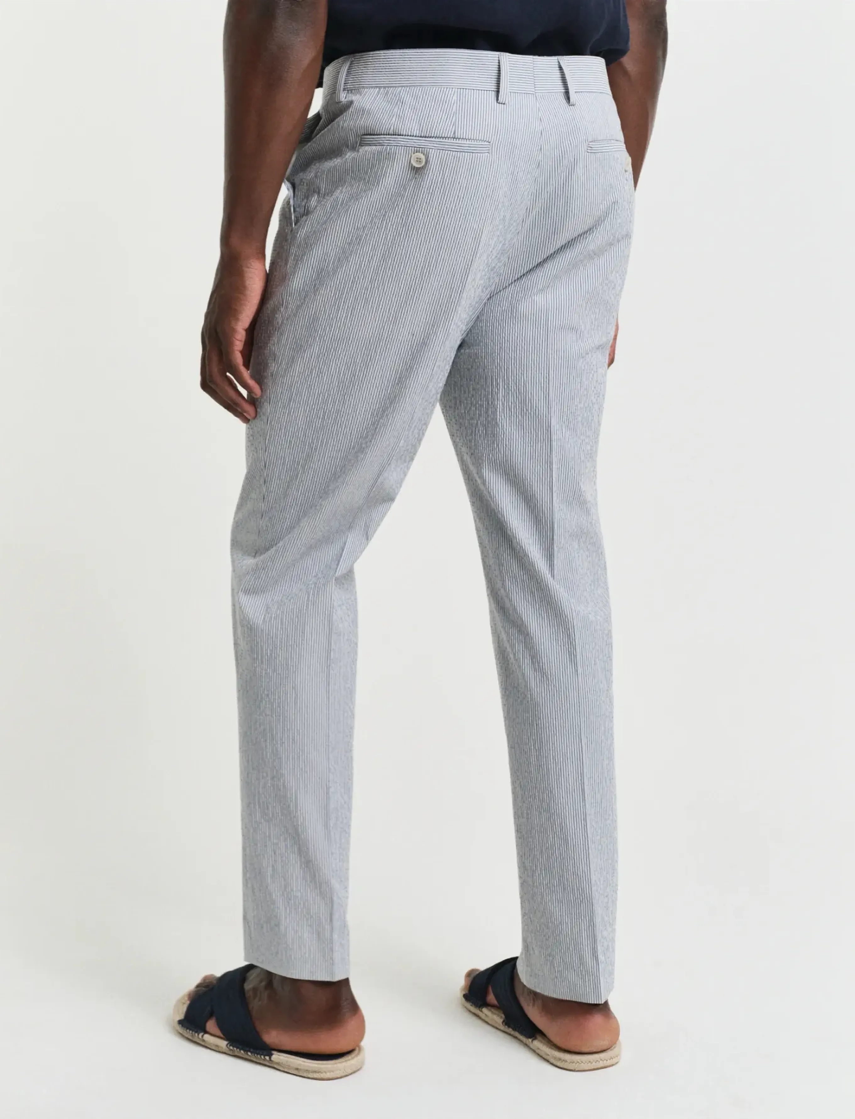 Gant - SLIM TAPERED SEERSUCKER SUIT PANTS - anzugshosen - rich blue - 2