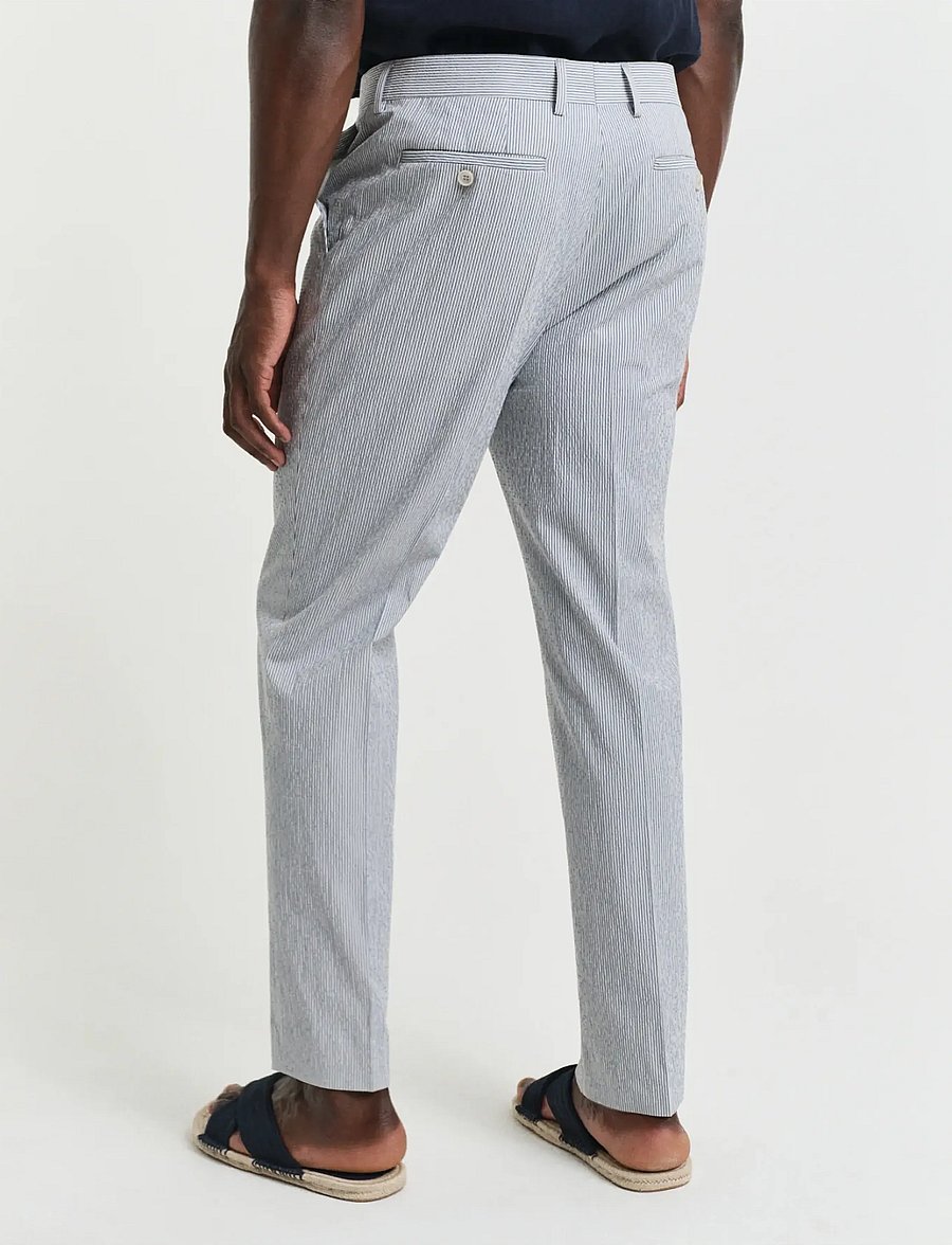 Gant - SLIM TAPERED SEERSUCKER SUIT PANTS - anzugshosen - rich blue - 2