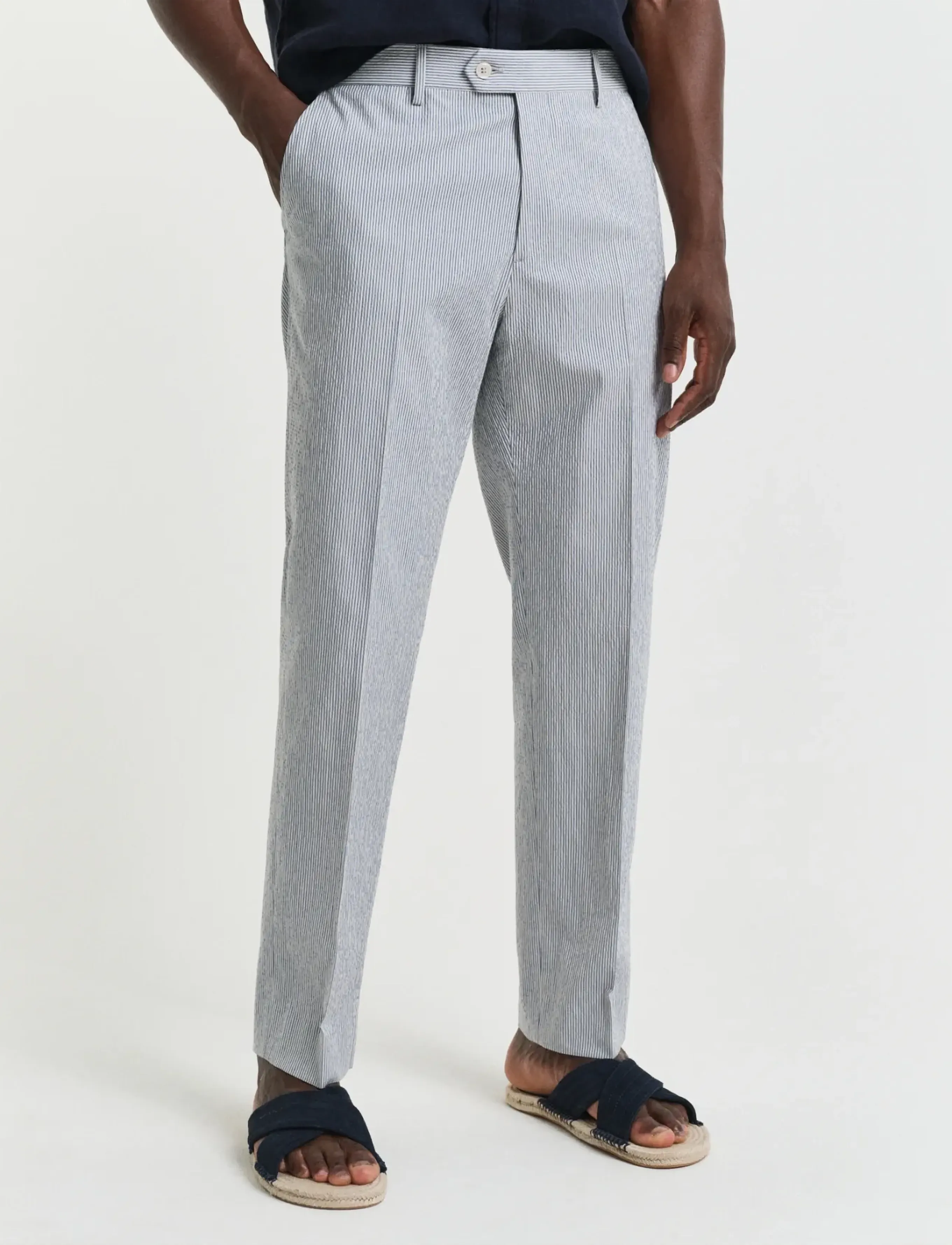 Gant - SLIM TAPERED SEERSUCKER SUIT PANTS - anzugshosen - rich blue - 3