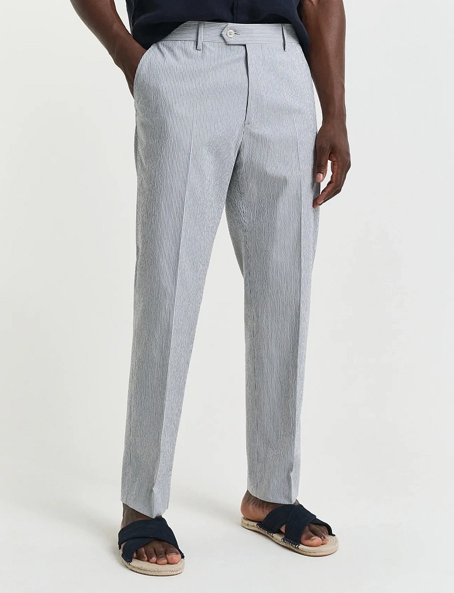 Gant - SLIM TAPERED SEERSUCKER SUIT PANTS - anzugshosen - rich blue - 3