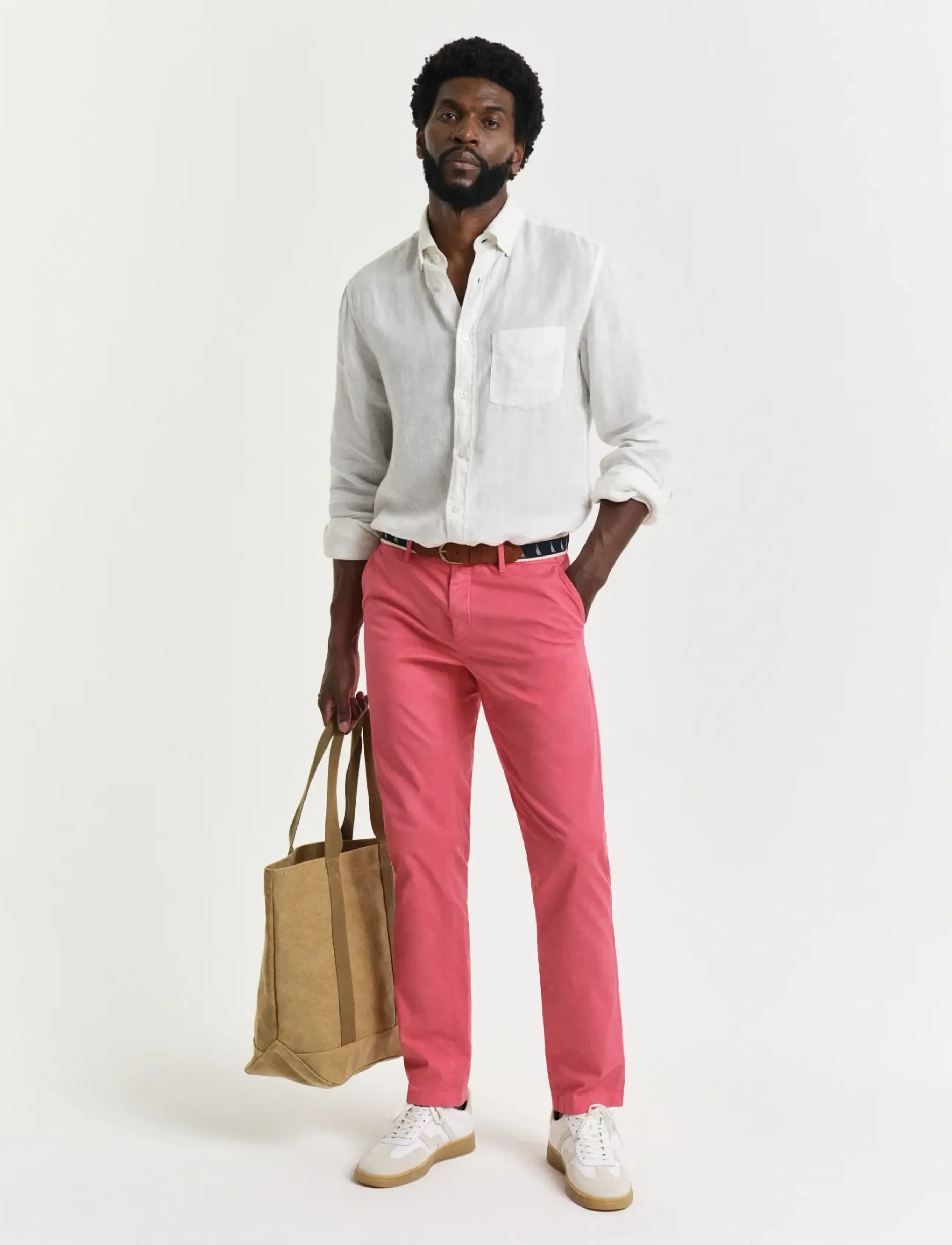 GANT SLIM SUNFADED CHINOS - Hosen - WATERMELON RED / coral