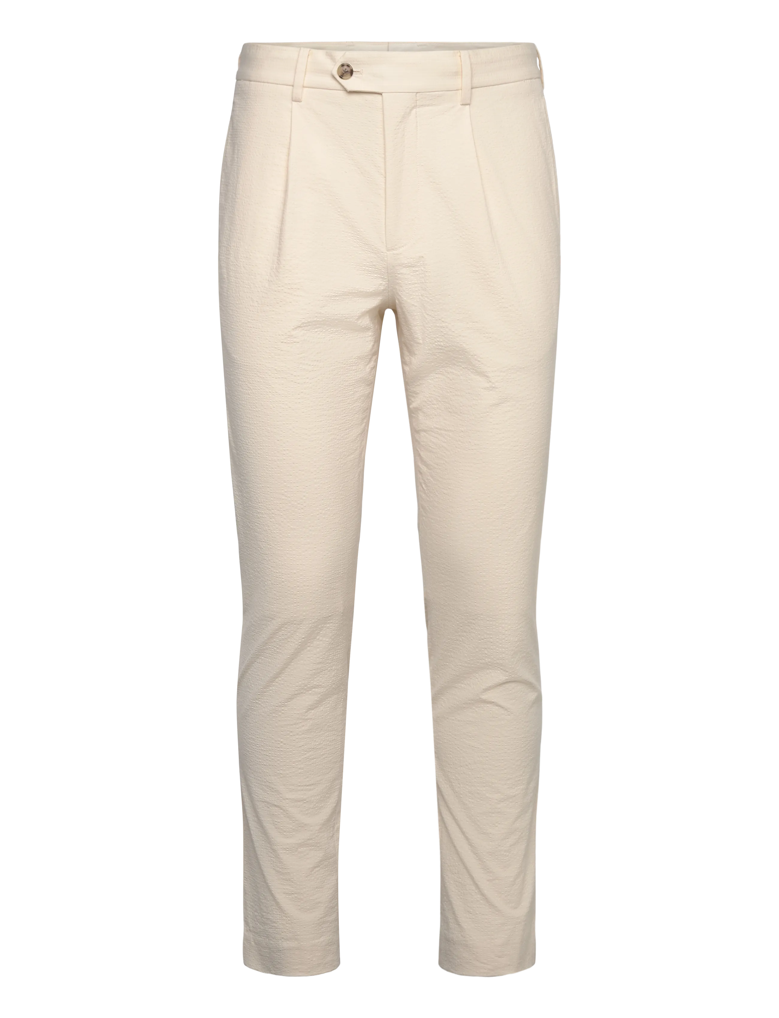 SLIM TAPERED SEERSUCKER SUIT PANTS - CREAM