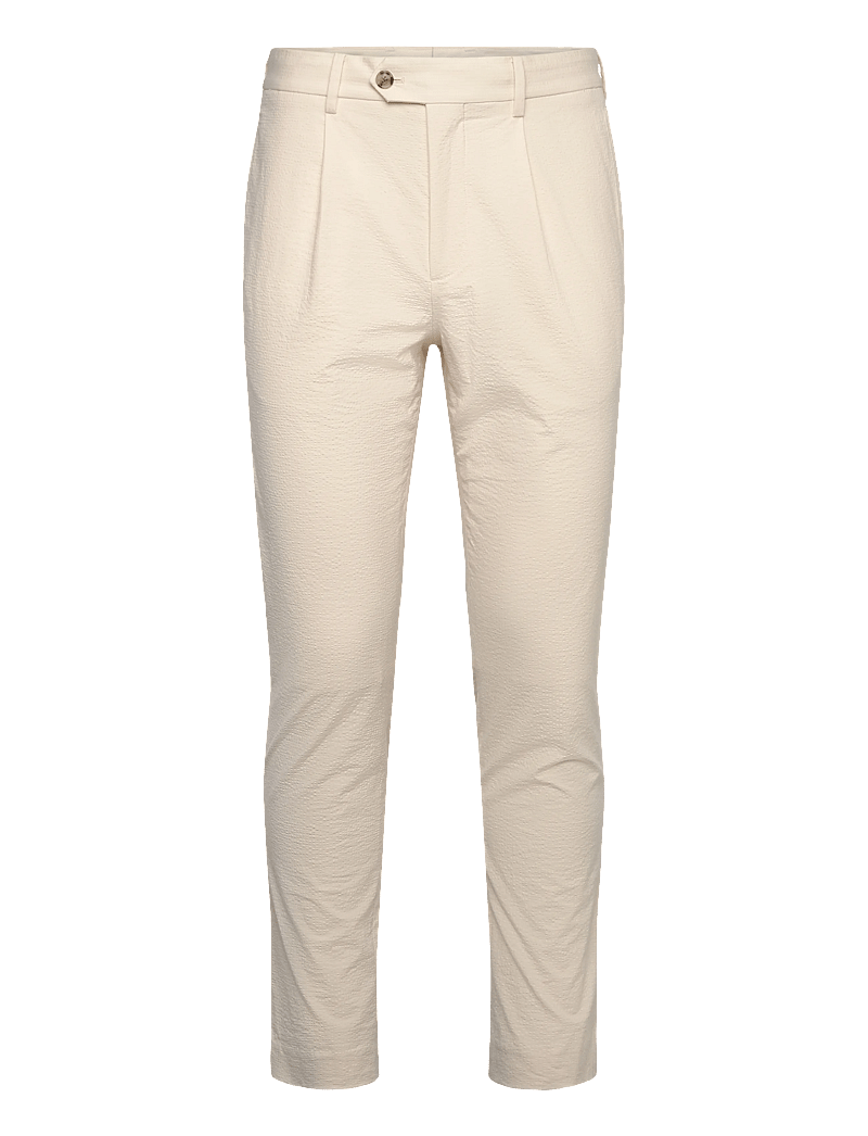 GANT - SLIM TAPERED SEERSUCKER SUIT PANTS - chinos - cream - 1