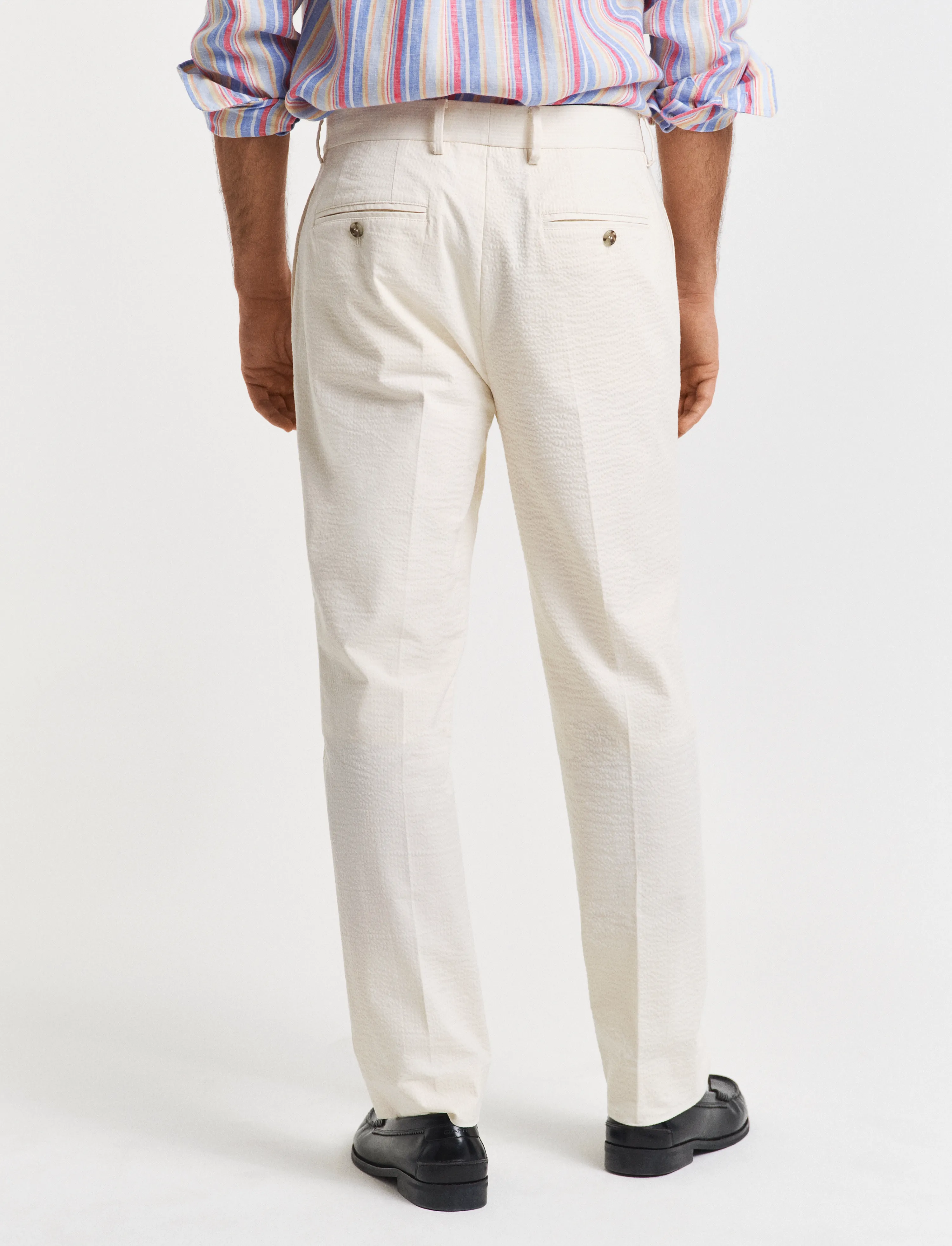 Gant - SLIM TAPERED SEERSUCKER SUIT PANTS - pantalons chino - cream - 3
