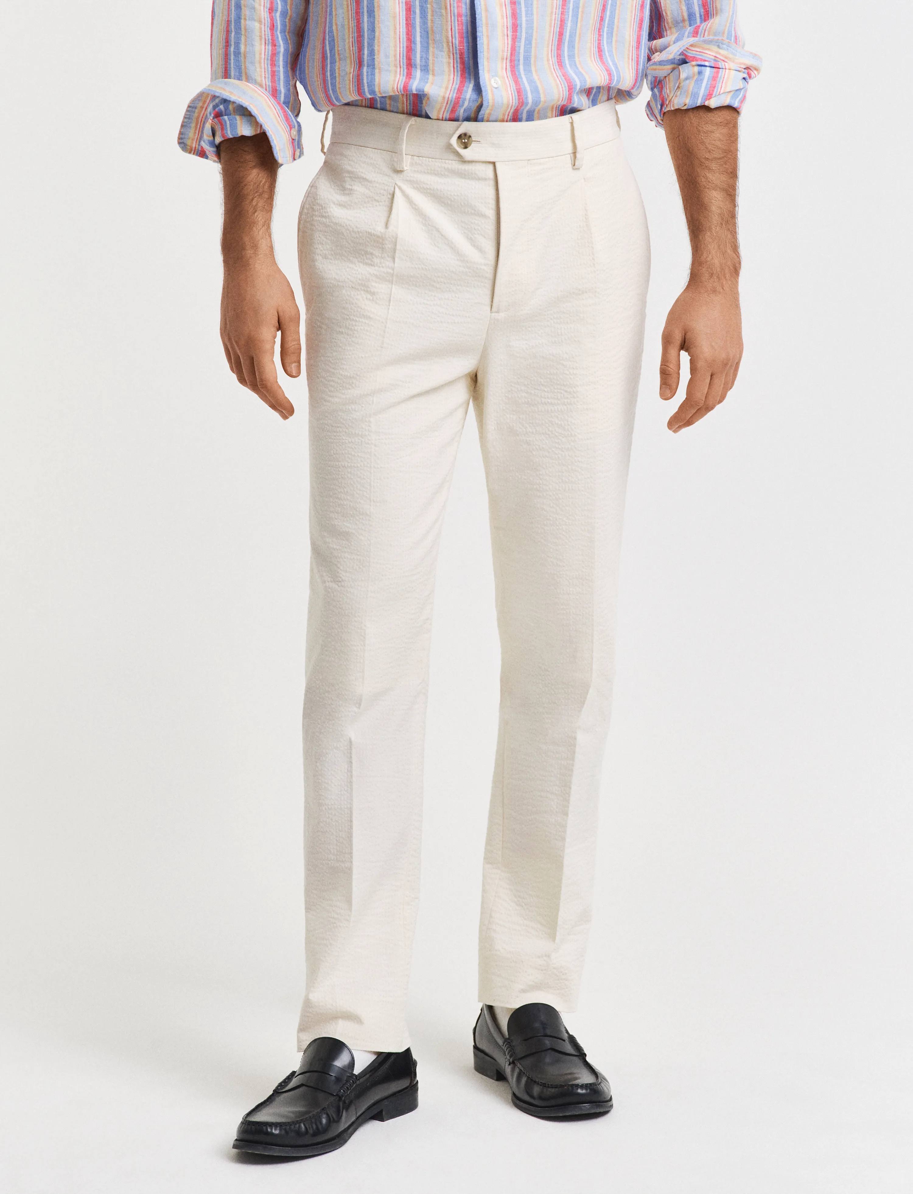 Gant - SLIM TAPERED SEERSUCKER SUIT PANTS - pantalons chino - cream - 4
