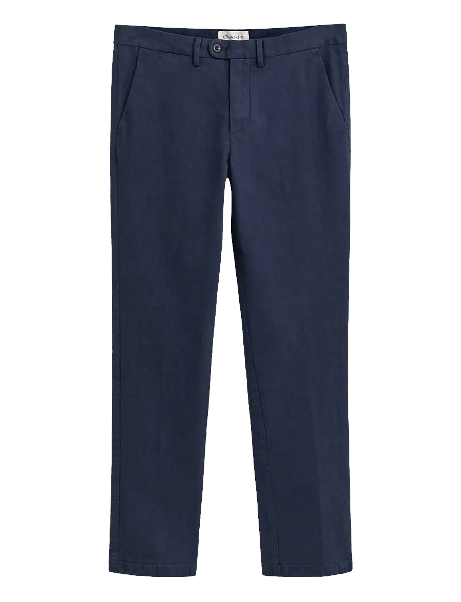 Gant - SLIM COTTON HERRINGBONE PANTS - casual broeken - evening blue - 1