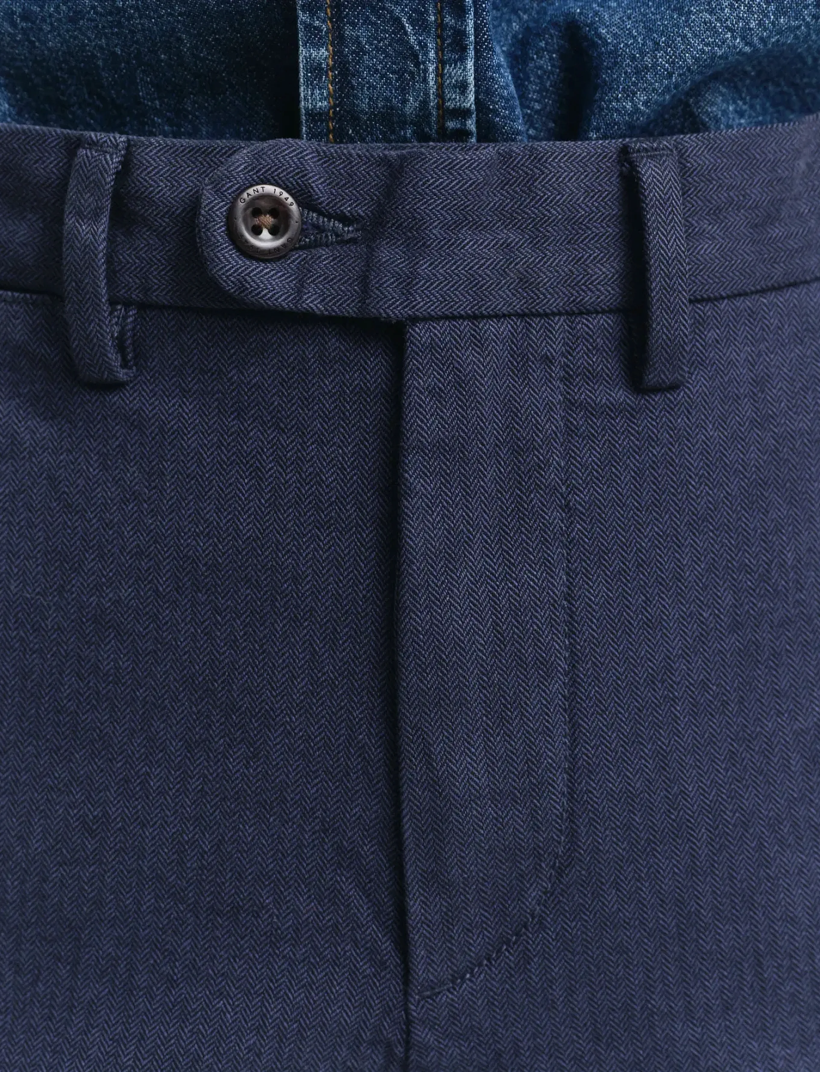Gant - SLIM COTTON HERRINGBONE PANTS - casual broeken - evening blue - 5