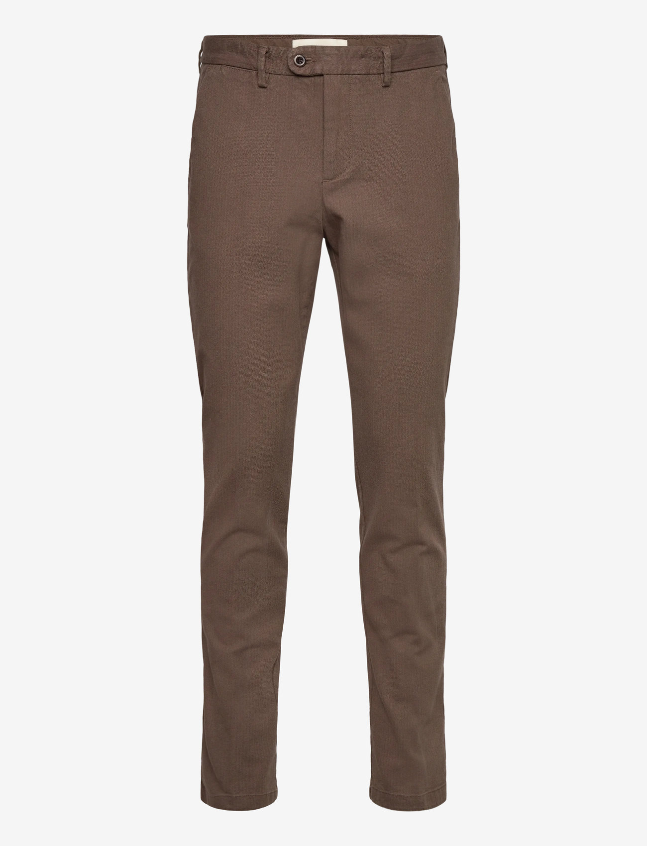 GANT - SLIM COTTON HERRINGBONE PANTS - pantalons décontractés - rich brown - 0