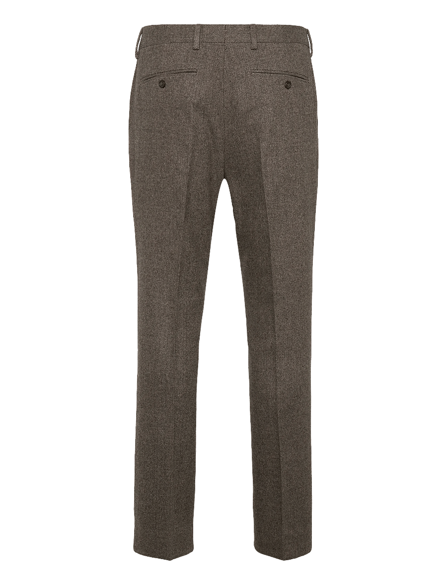Gant - FLANNEL HERRINGBONE SUIT PANTS - anzugshosen - deep brown - 2