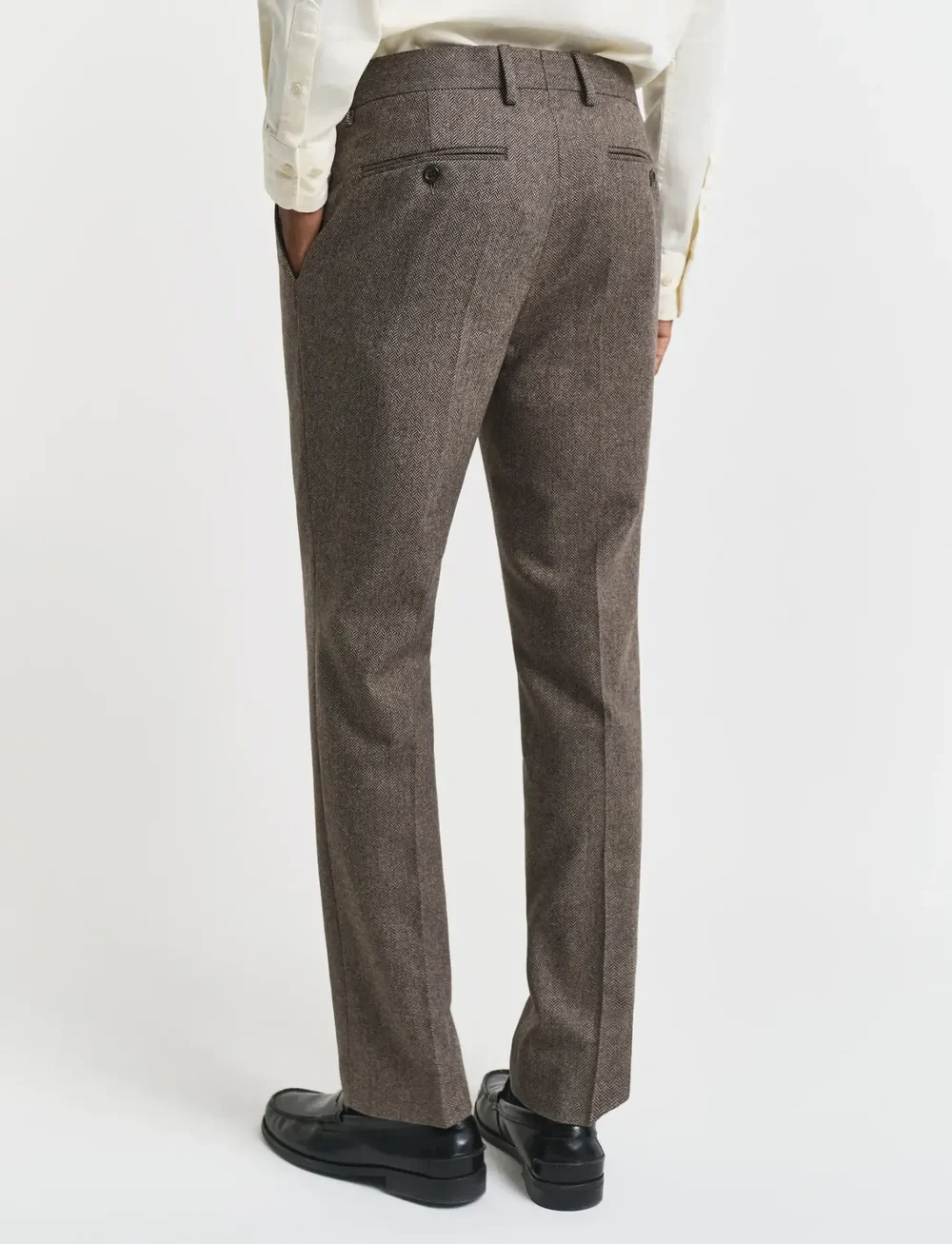GANT - FLANNEL HERRINGBONE SUIT PANTS - formell - deep brown - 3