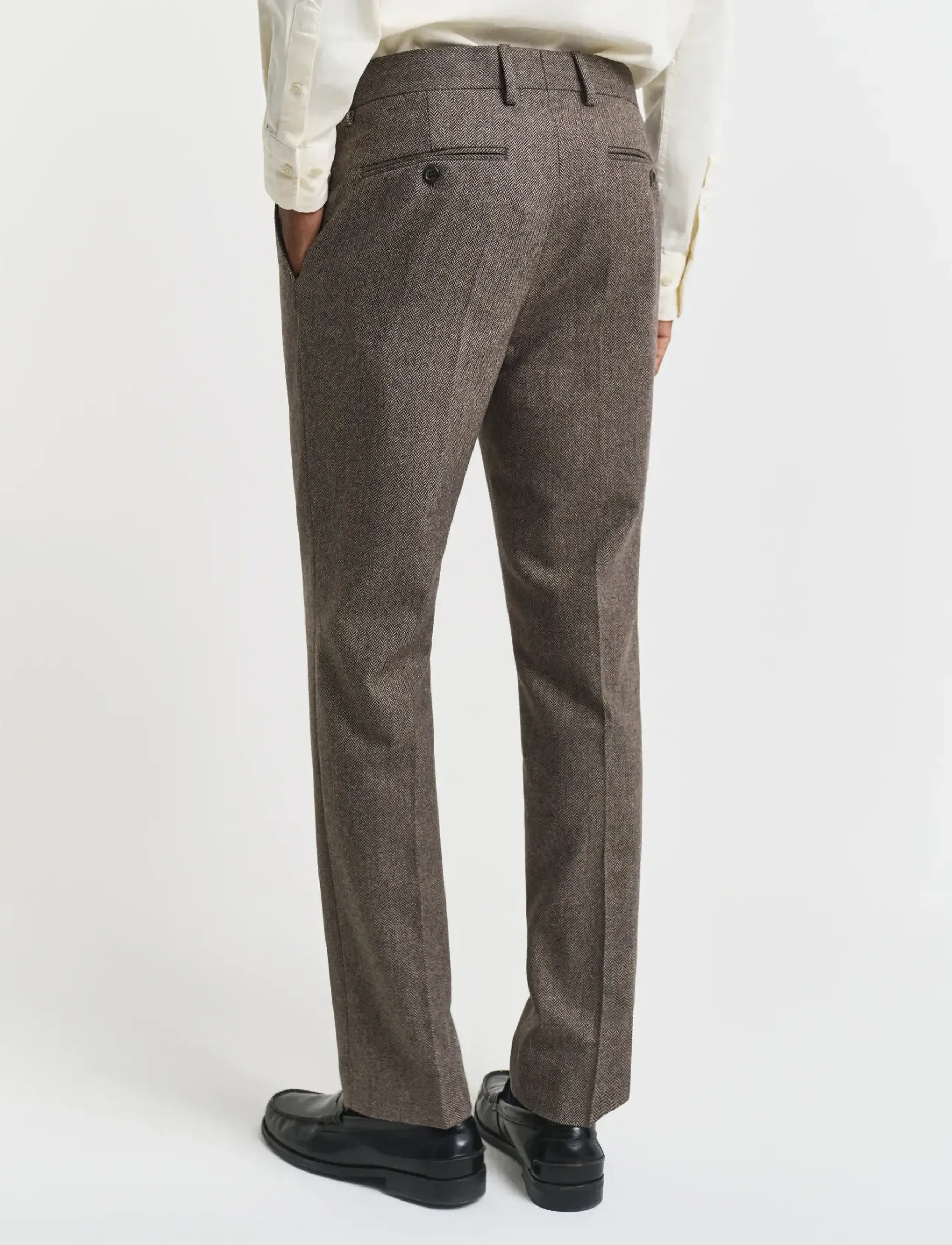 Gant - FLANNEL HERRINGBONE SUIT PANTS - anzugshosen - deep brown - 3