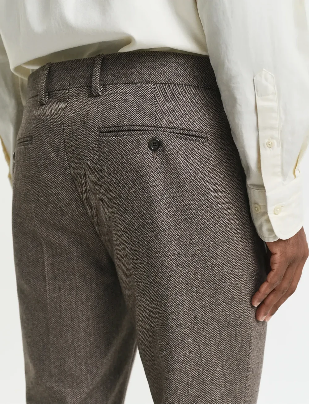 GANT - FLANNEL HERRINGBONE SUIT PANTS - formell - deep brown - 4