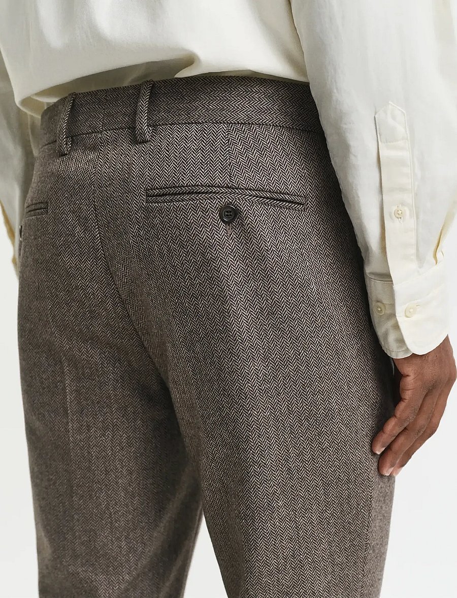Gant - FLANNEL HERRINGBONE SUIT PANTS - anzugshosen - deep brown - 4
