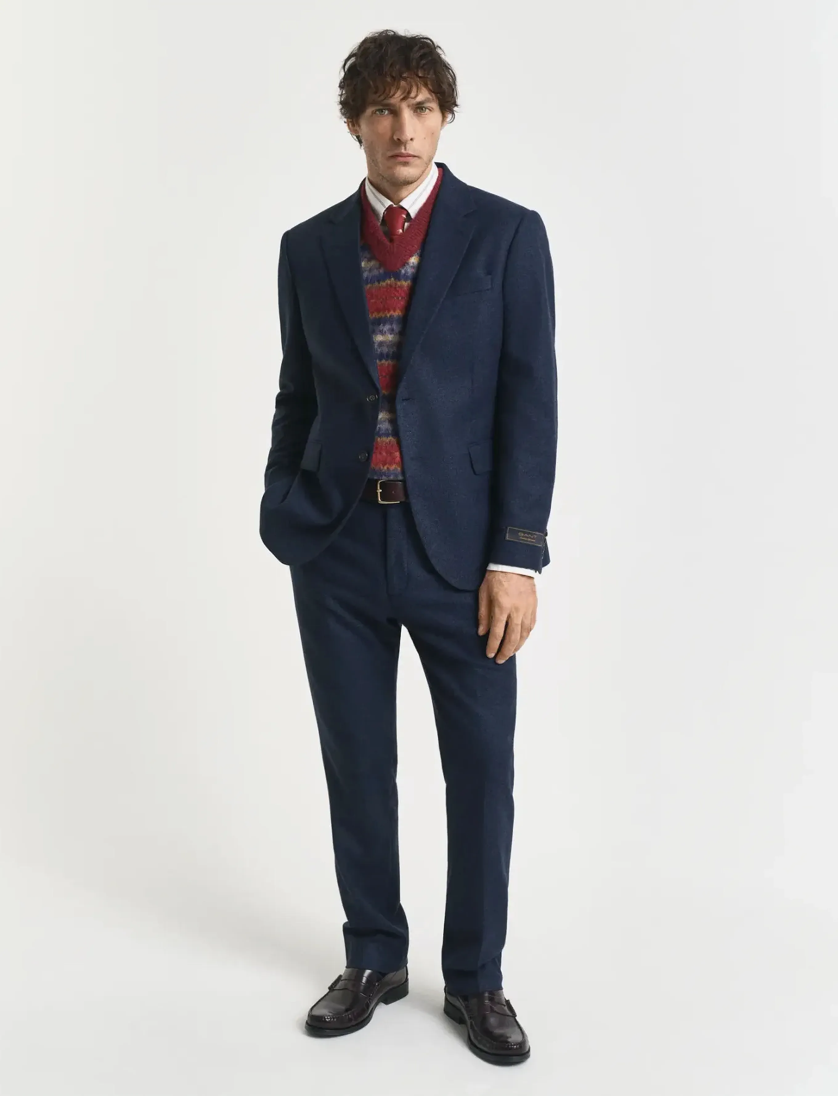 Gant FLANNEL HERRINGBONE SUIT PANTS - Deals - EVENING BLUE / navy