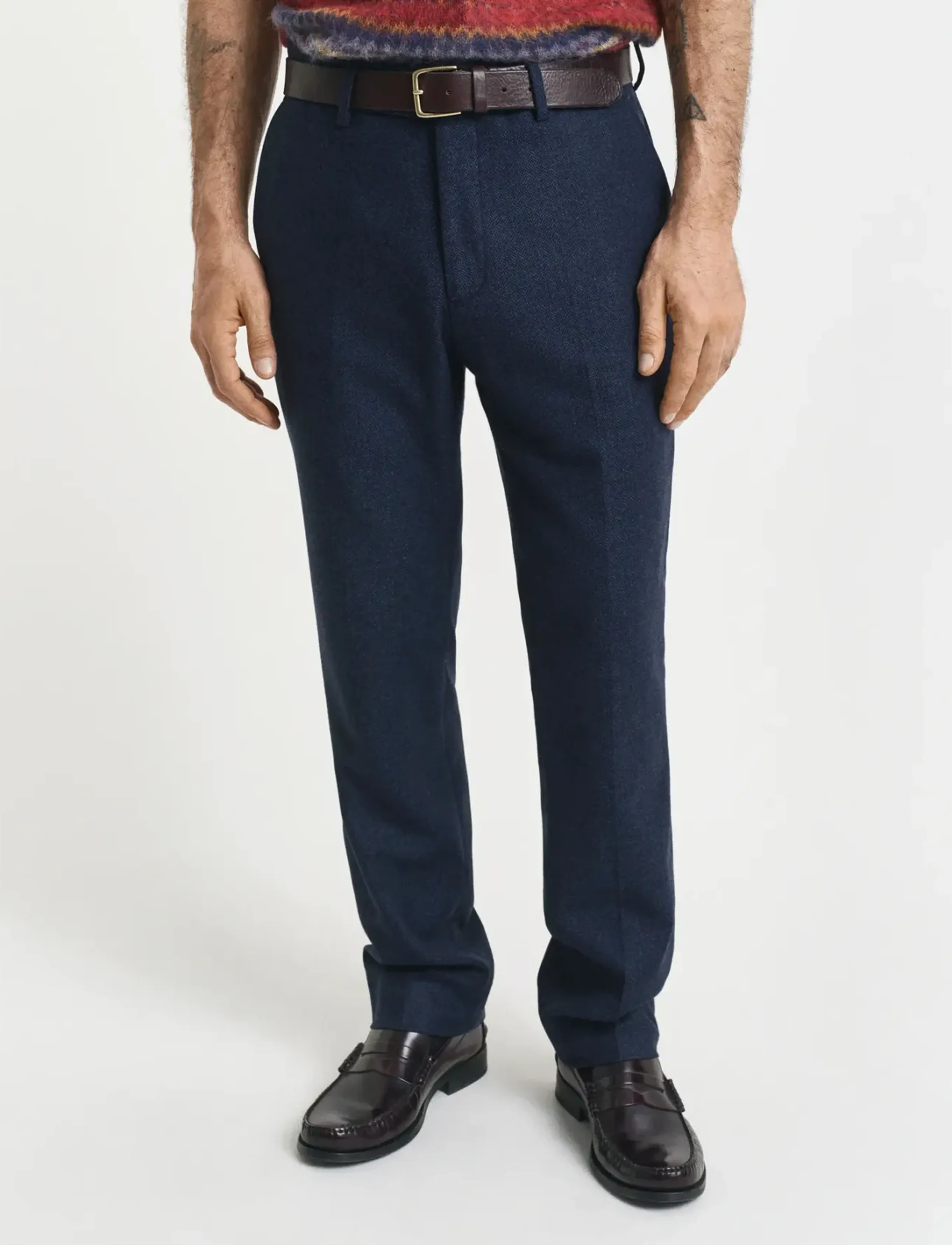 Gant - FLANNEL HERRINGBONE SUIT PANTS - pantalons habillés - evening blue - 4
