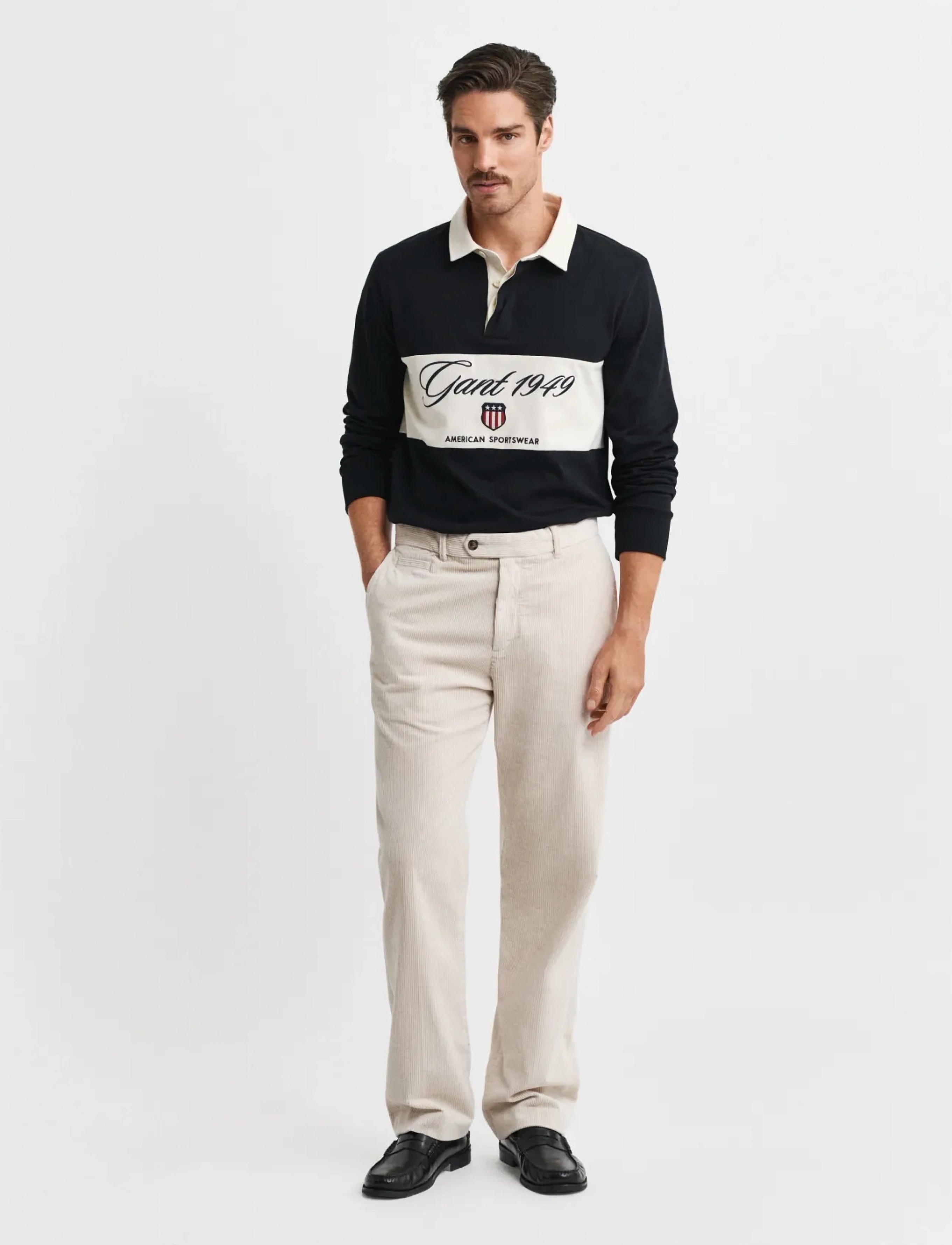Gant Straight Fit Cord Pants, 30, Beige, Bukser > Afslappet, Herre
