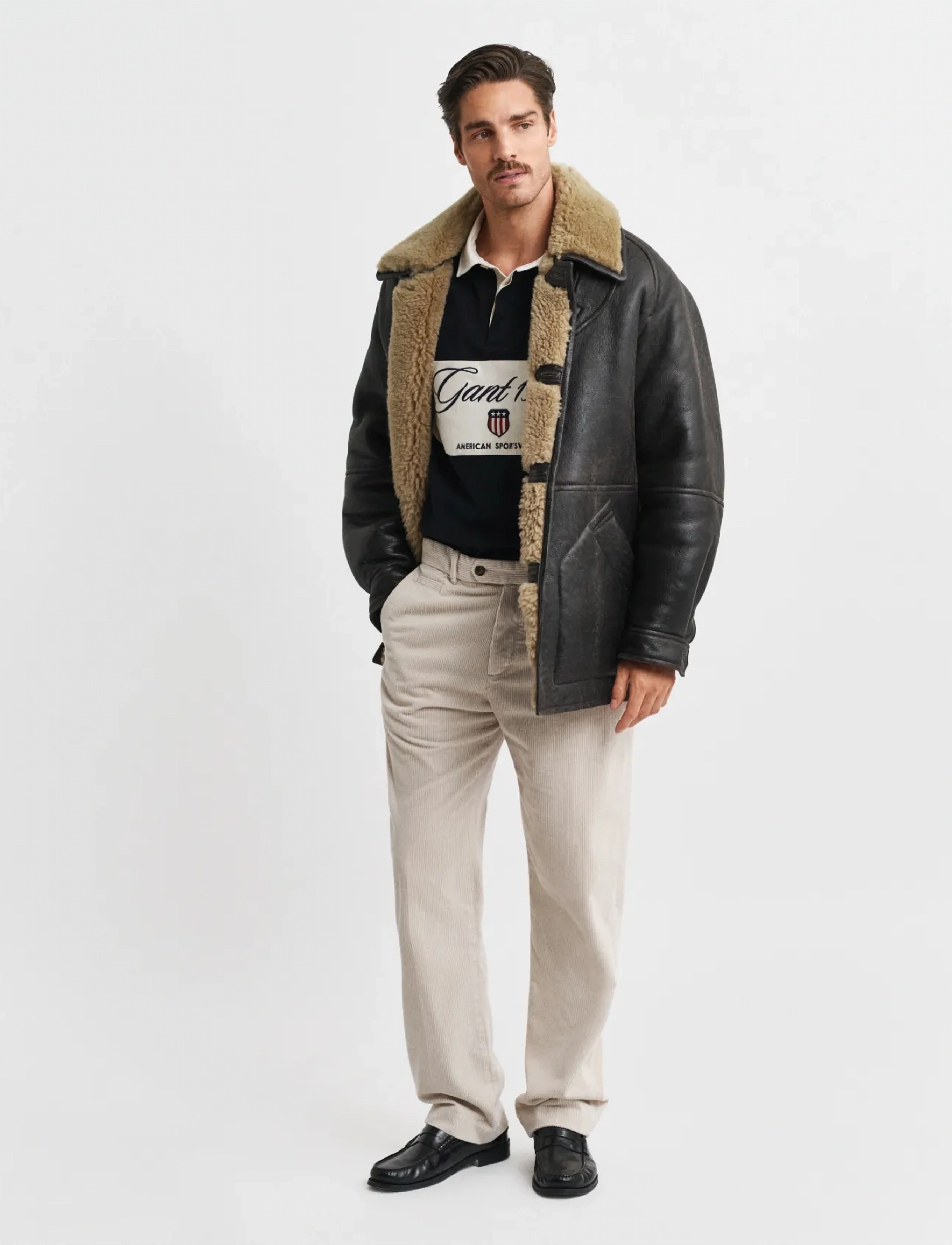 Gant - STRAIGHT FIT CORD PANTS - casual bukser - putty - 4