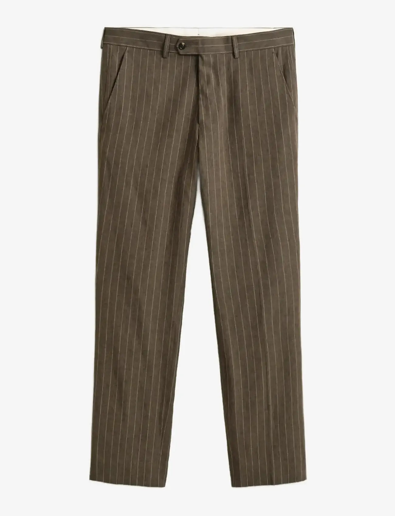 GANT - COT / LINEN PINSTRIPE SUIT PANTS - kostiumo kelnės - rich brown - 1