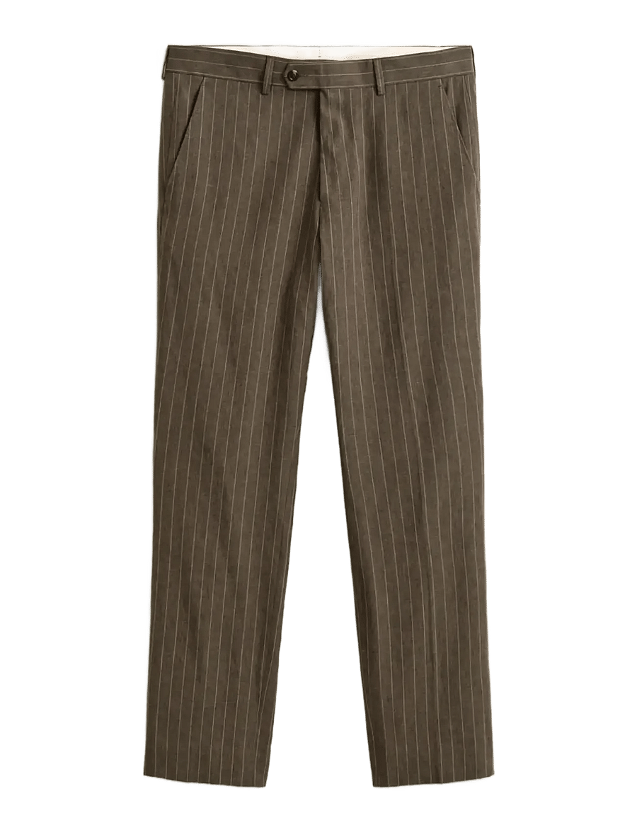 Gant - COT / LINEN PINSTRIPE SUIT PANTS - pidulikud püksid - rich brown - 1