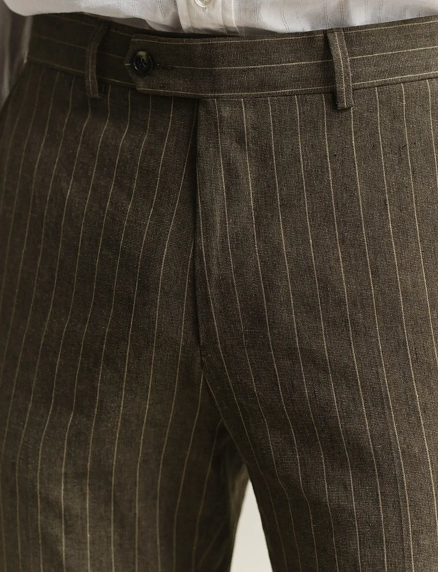 Gant - COT / LINEN PINSTRIPE SUIT PANTS - pidulikud püksid - rich brown - 3