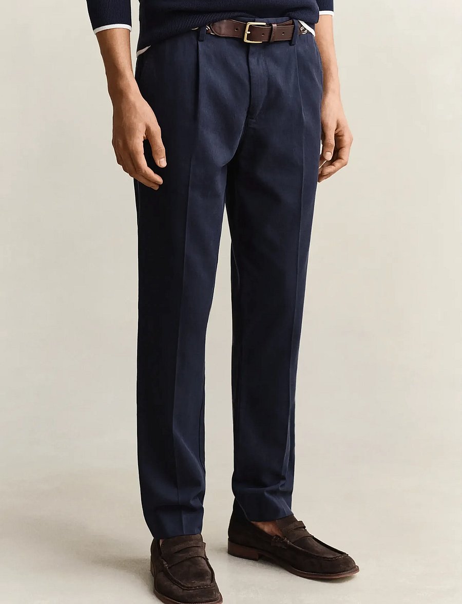 Gant - SLIM SMART COT/LYOCELL PANTS - habitbukser - evening blue - 4