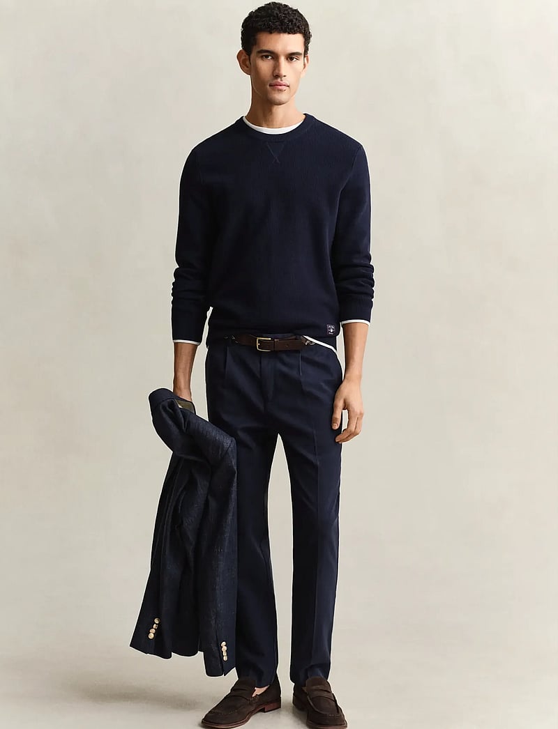 Gant - SLIM SMART COT/LYOCELL PANTS - habitbukser - evening blue - 5