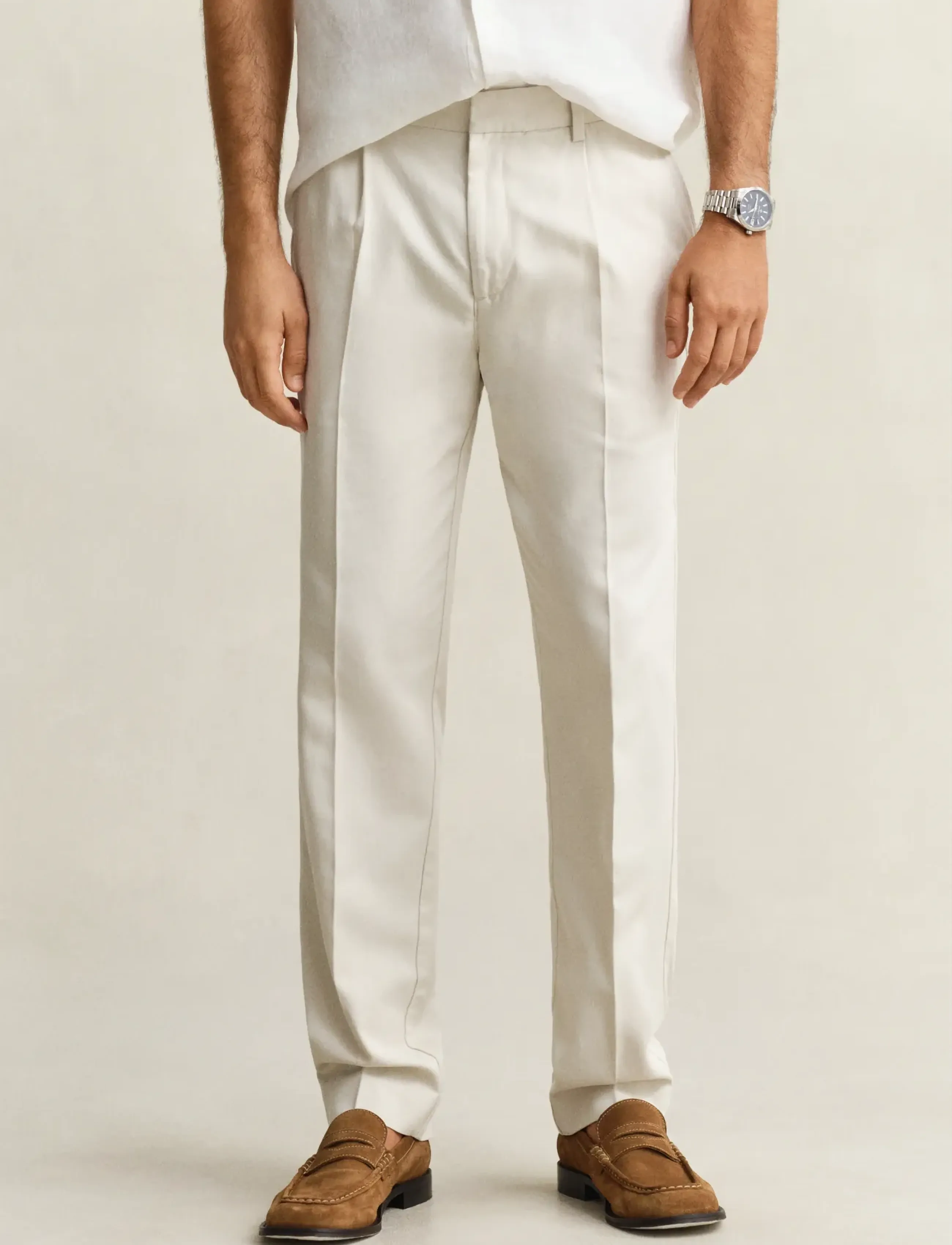 GANT SLIM SMART COT/LYOCELL PANTS - Kläder - SAND / beige