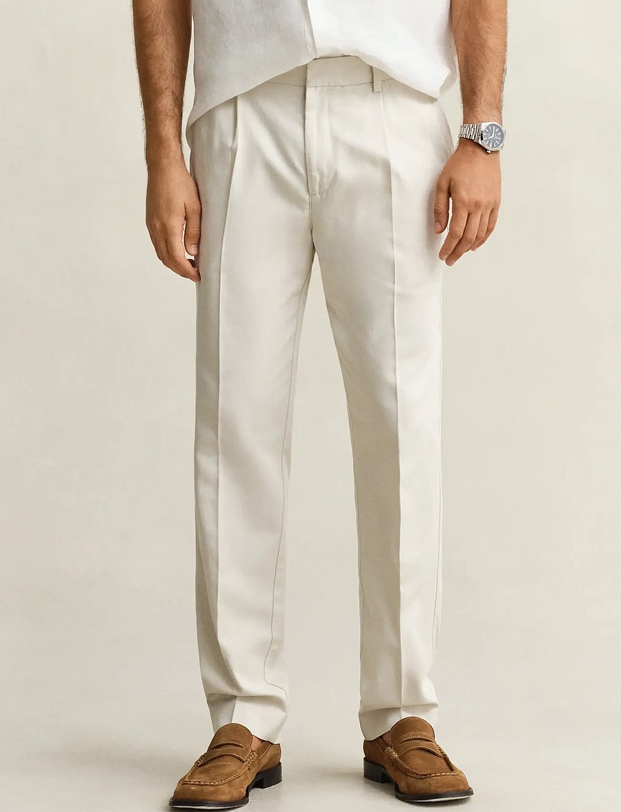 Gant - SLIM SMART COT/LYOCELL PANTS - anzugshosen - sand - 0