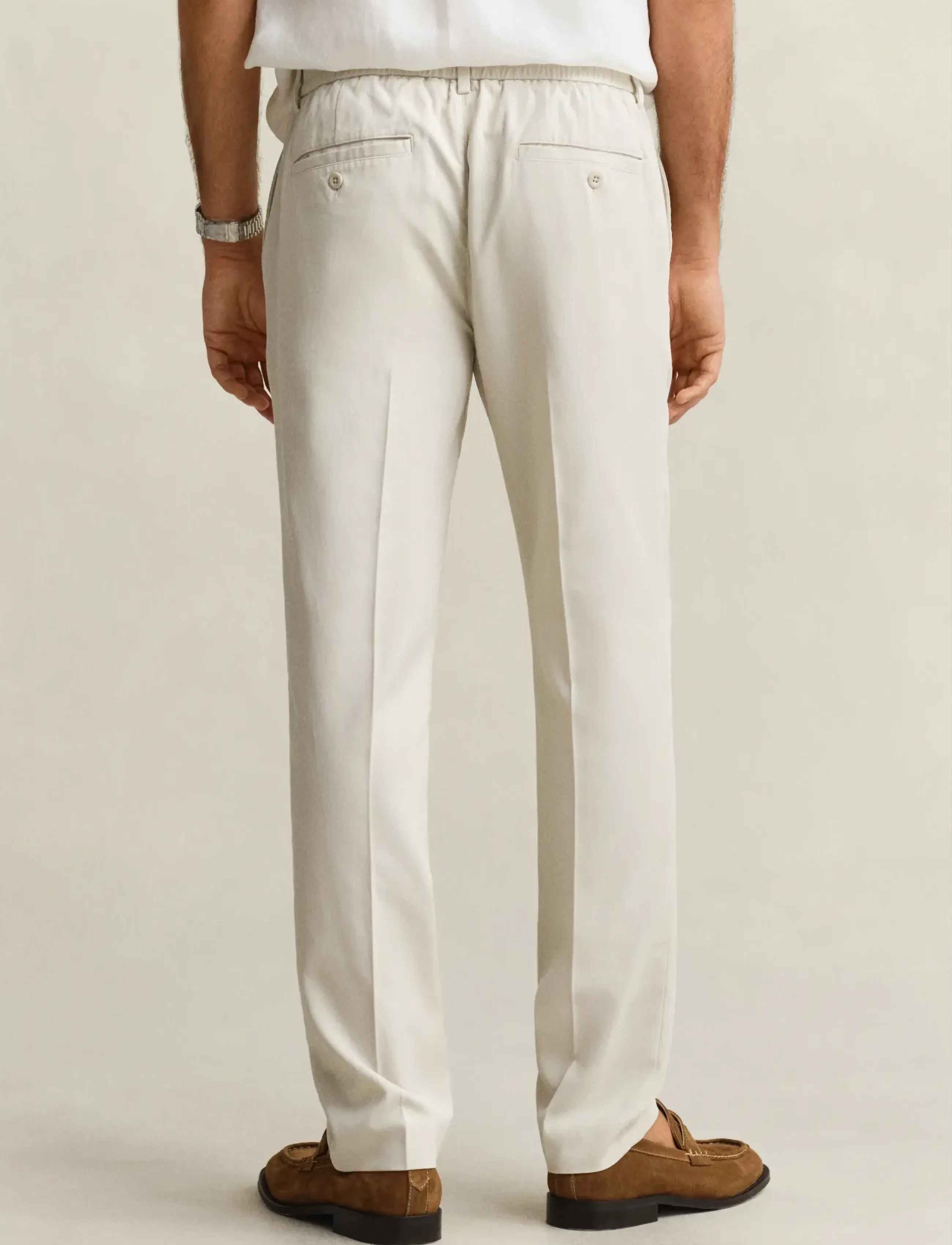 Gant - SLIM SMART COT/LYOCELL PANTS - anzugshosen - sand - 3