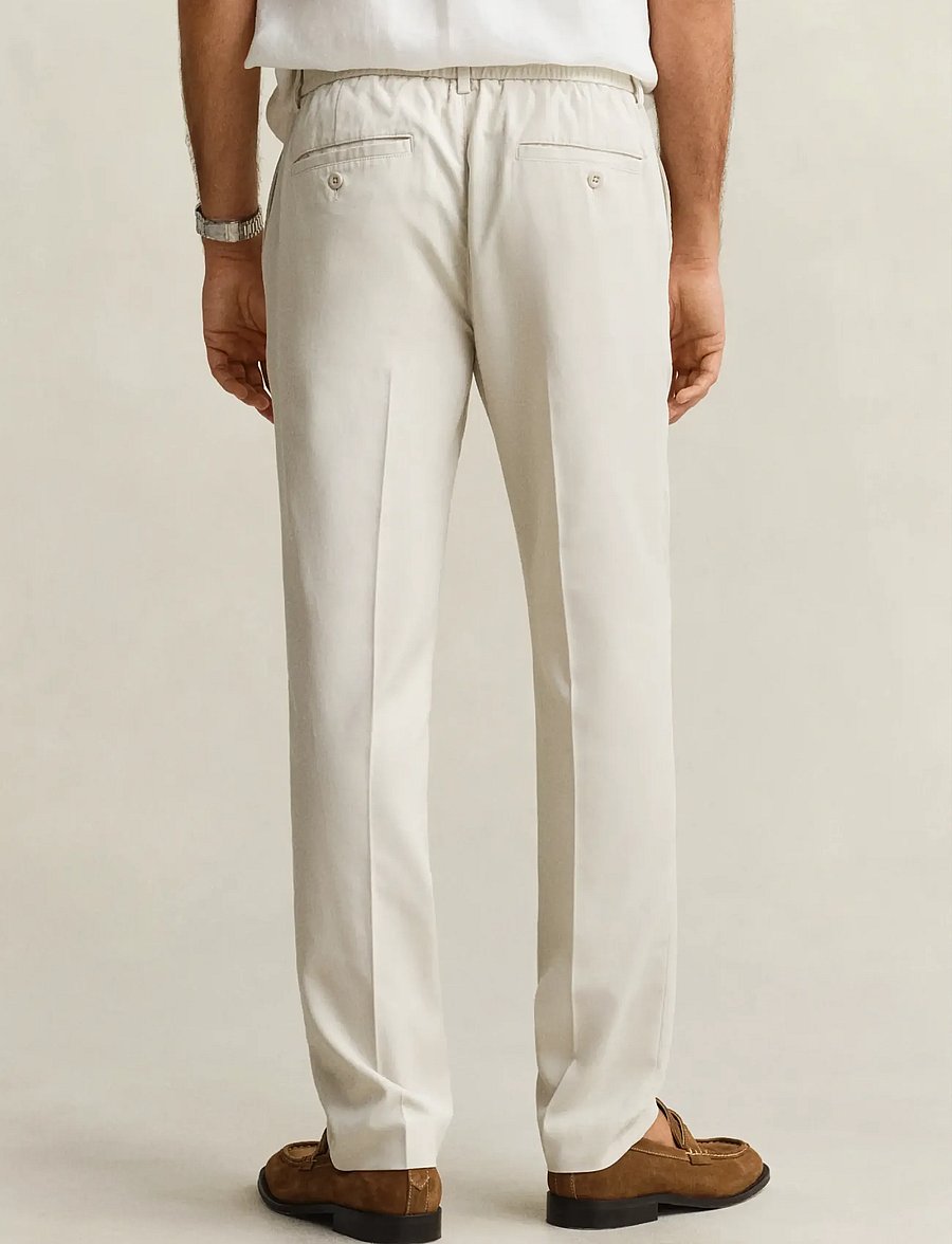 Gant - SLIM SMART COT/LYOCELL PANTS - anzugshosen - sand - 3