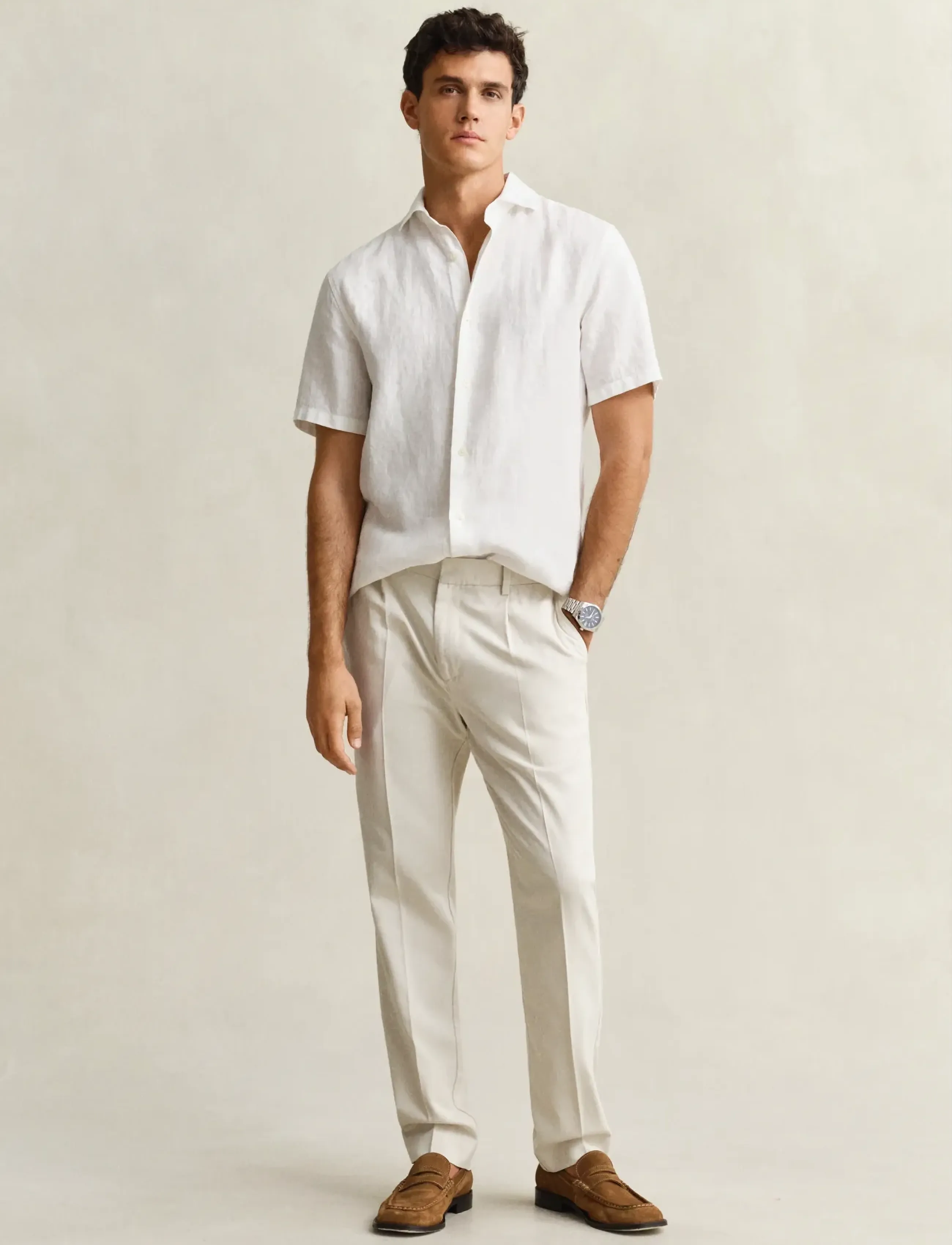 Gant - SLIM SMART COT/LYOCELL PANTS - anzugshosen - sand - 4