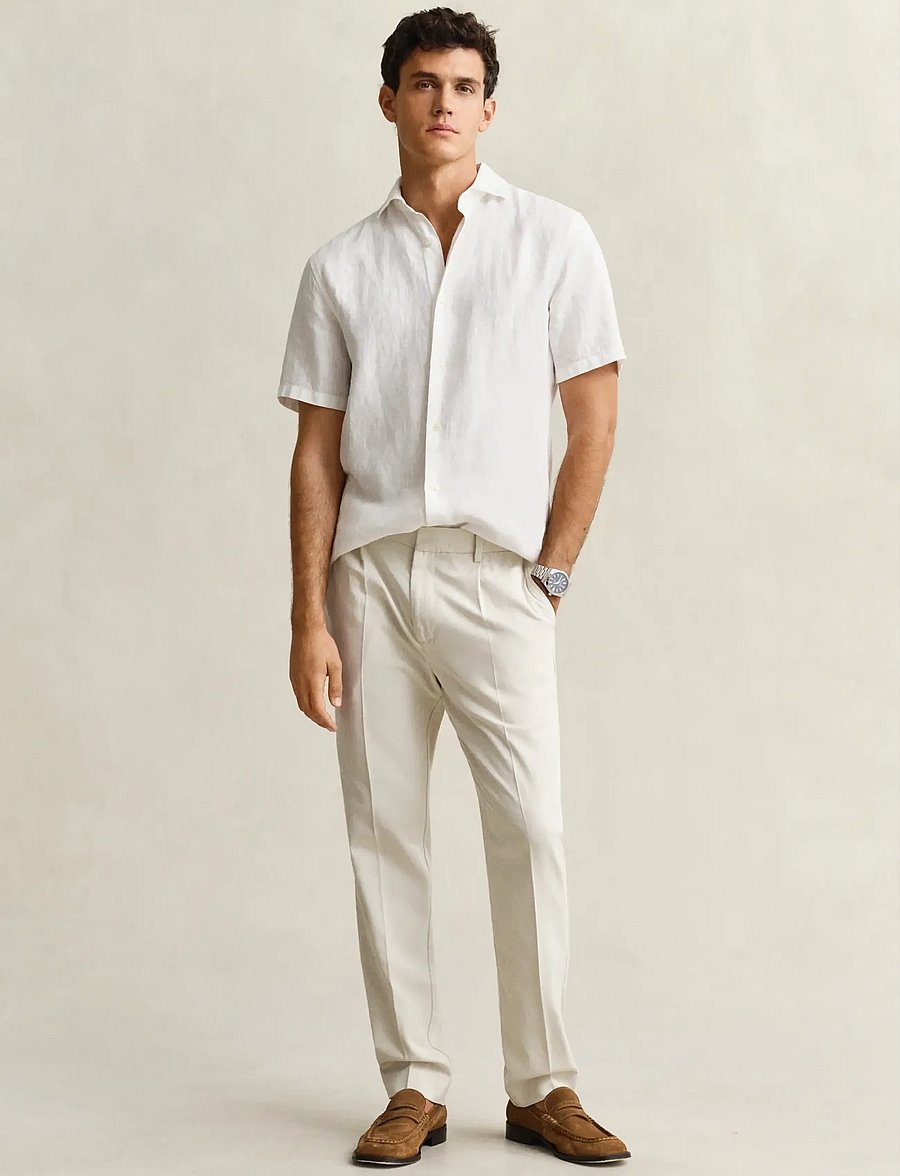 Gant - SLIM SMART COT/LYOCELL PANTS - anzugshosen - sand - 4