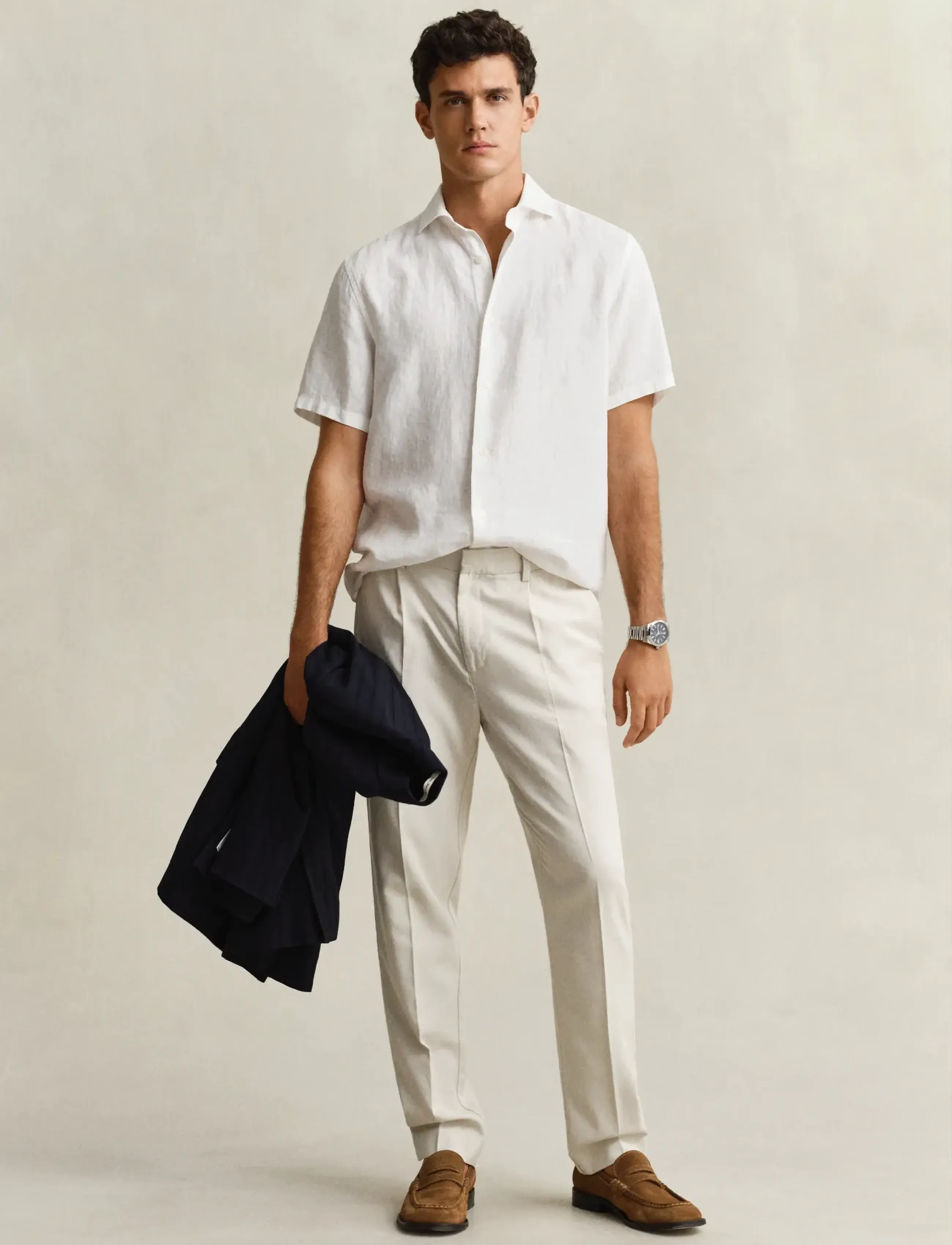 Gant - SLIM SMART COT/LYOCELL PANTS - anzugshosen - sand - 5